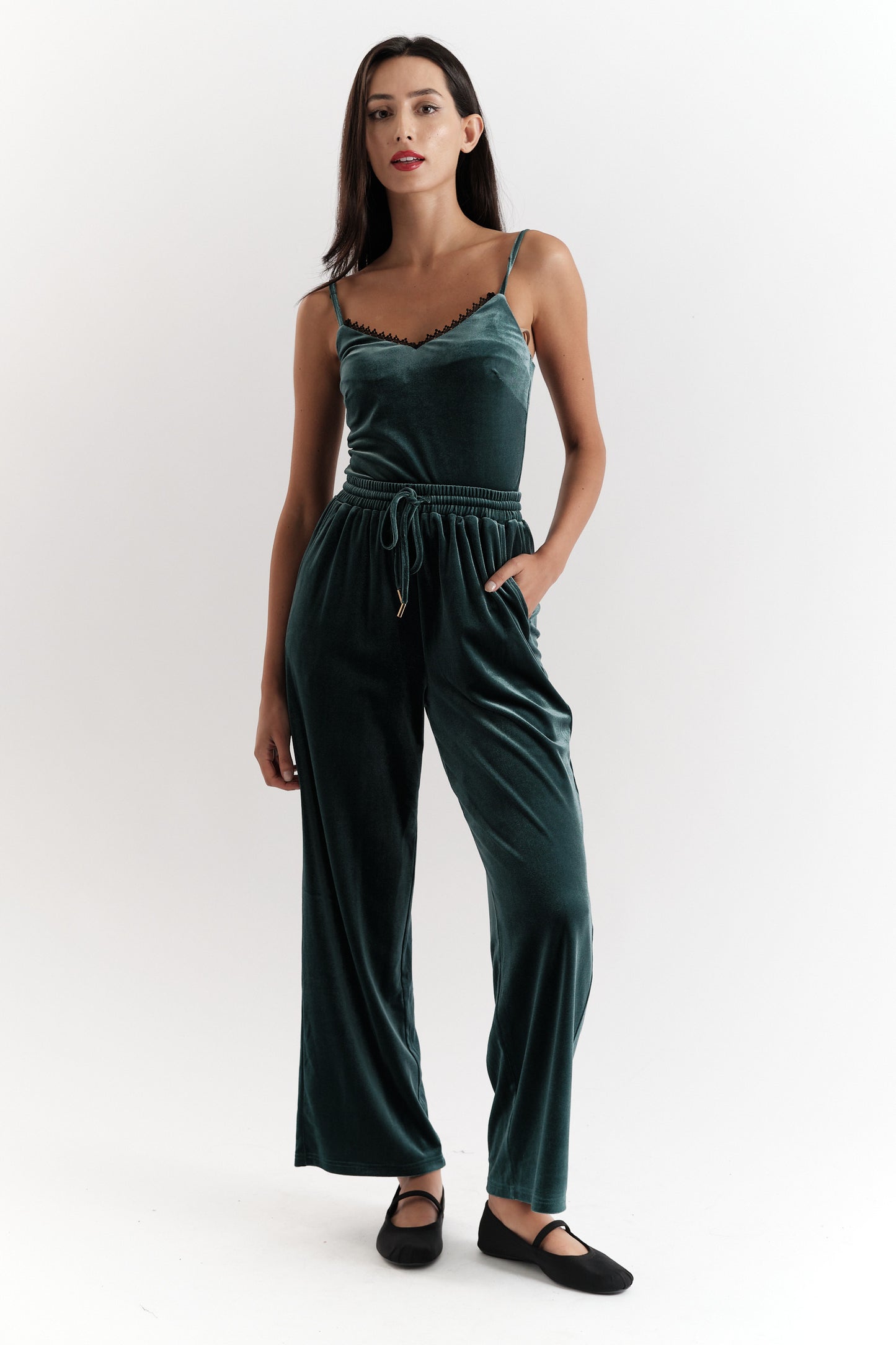 Nuccia Velvet Trousers in Teal