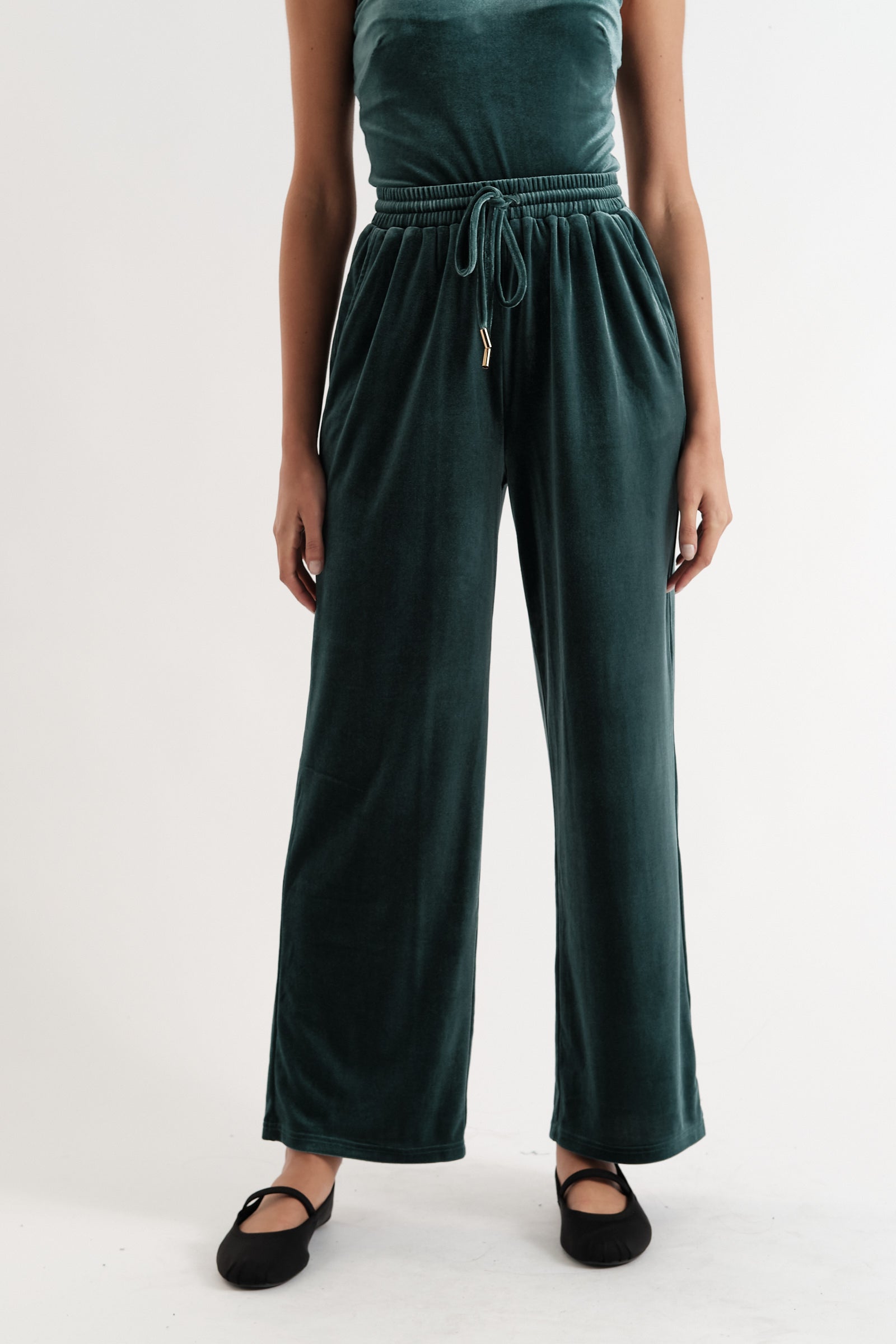 Teal online velvet pants
