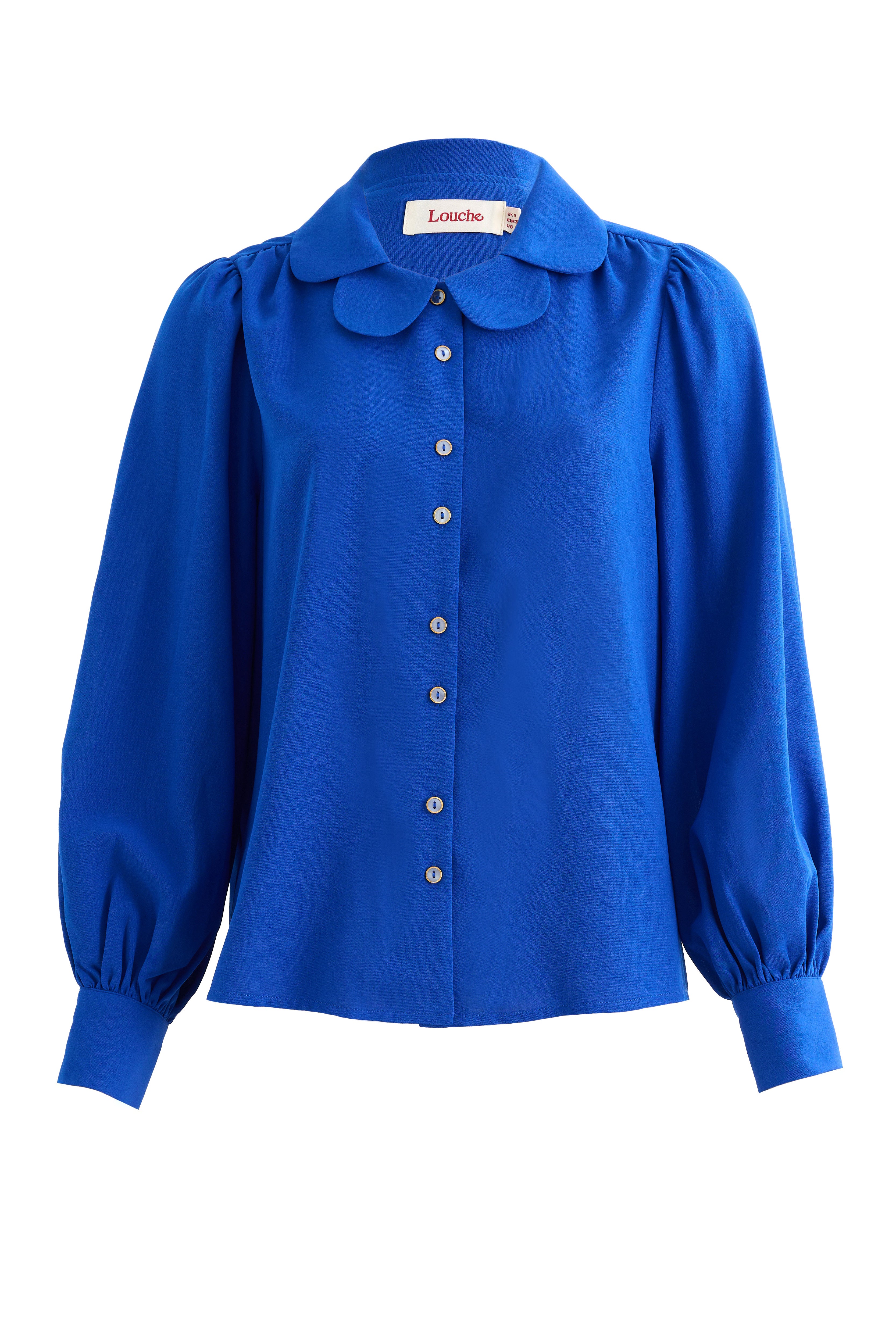 Octavia Crepe Petal Collar Blouse - Blue