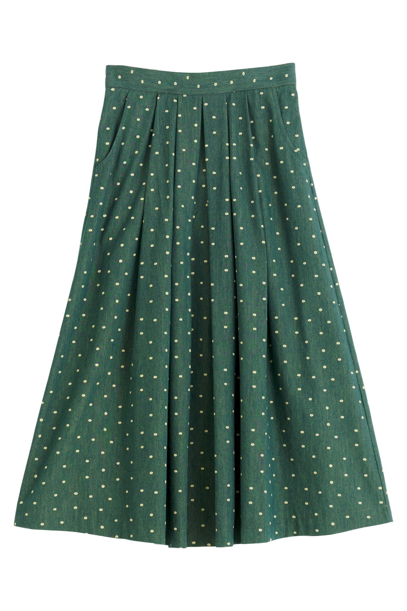 Pasadena Flower Dot Midaxi Skirt- Fern Green