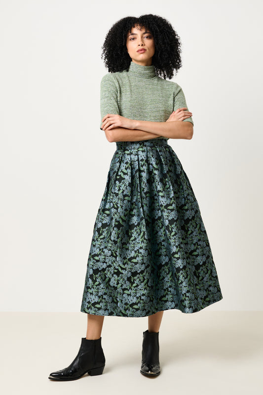 Pasadena Blossom Jacquard Midi Skirt