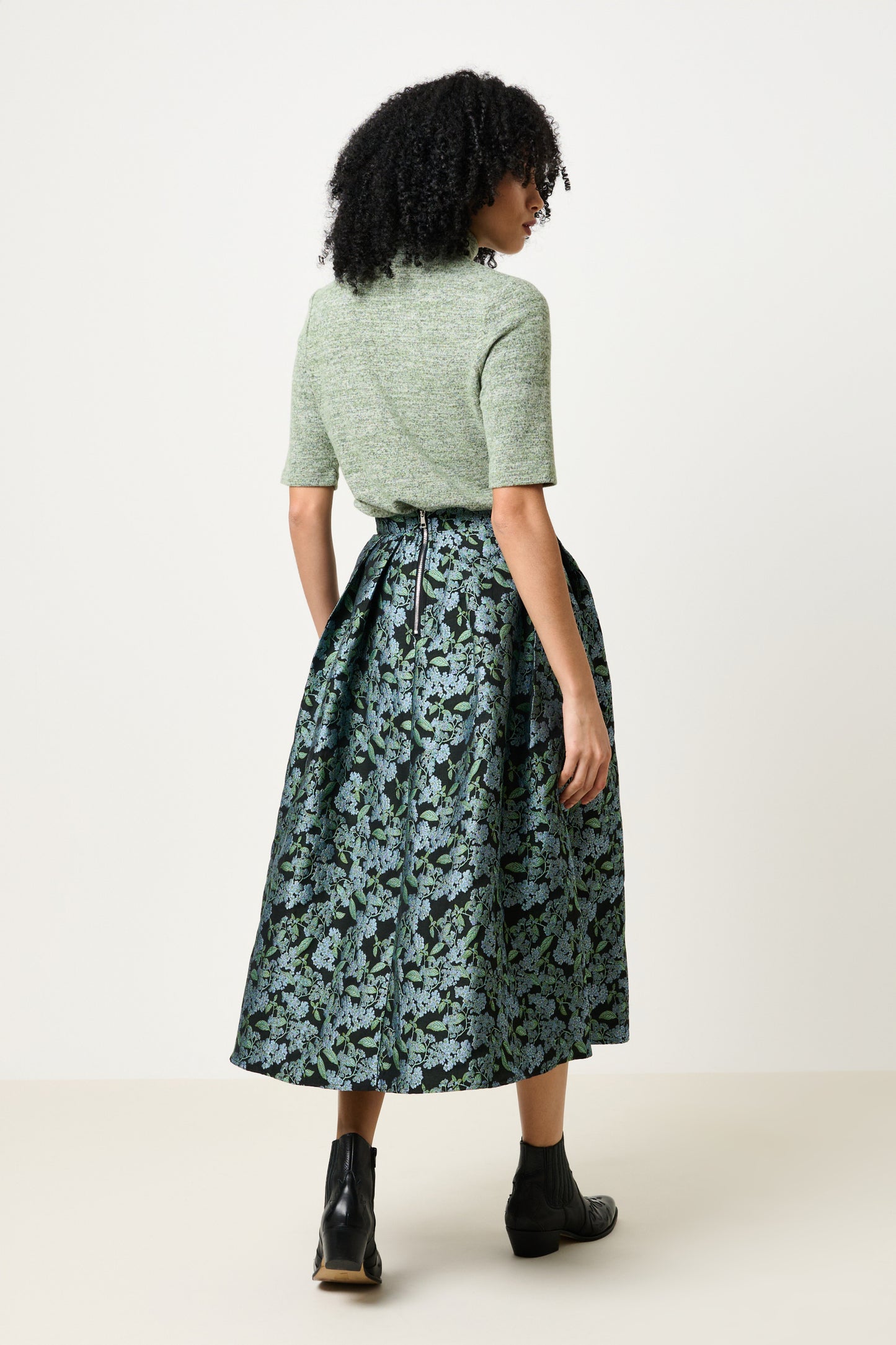 Pasadena Blossom Jacquard Midi Skirt