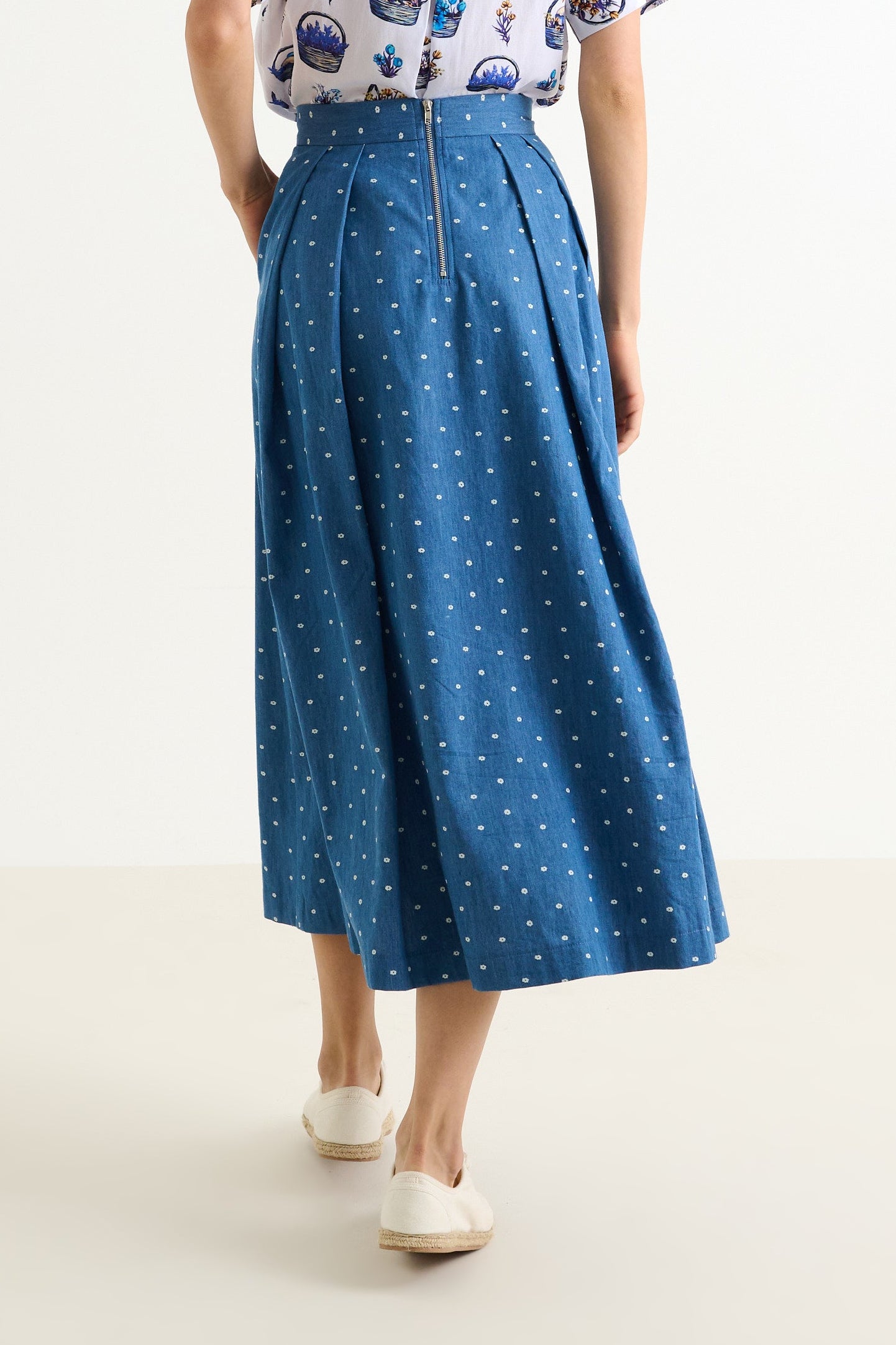 Pasadena Flower Dot Blue Midaxi Skirt