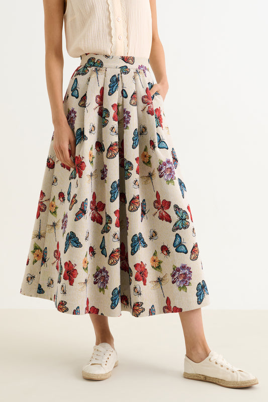 Pasadena Flutter Jacquard Midaxi Skirt