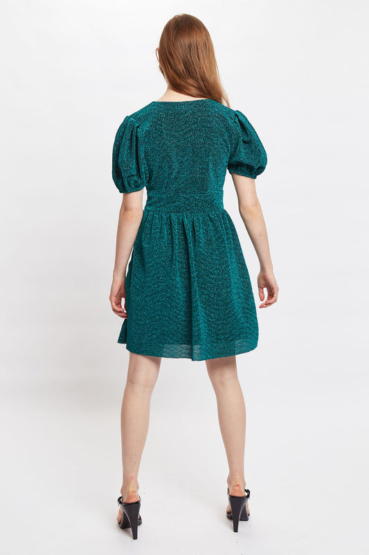 Louche Paulina Lurex Jersey V Neck Mini Dress