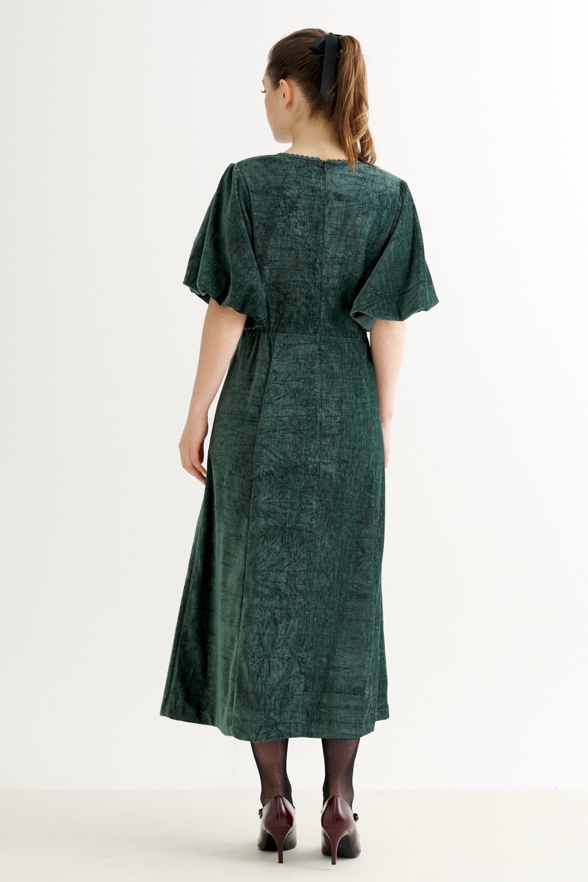Philo Matte Velvet Dress - Forest Green