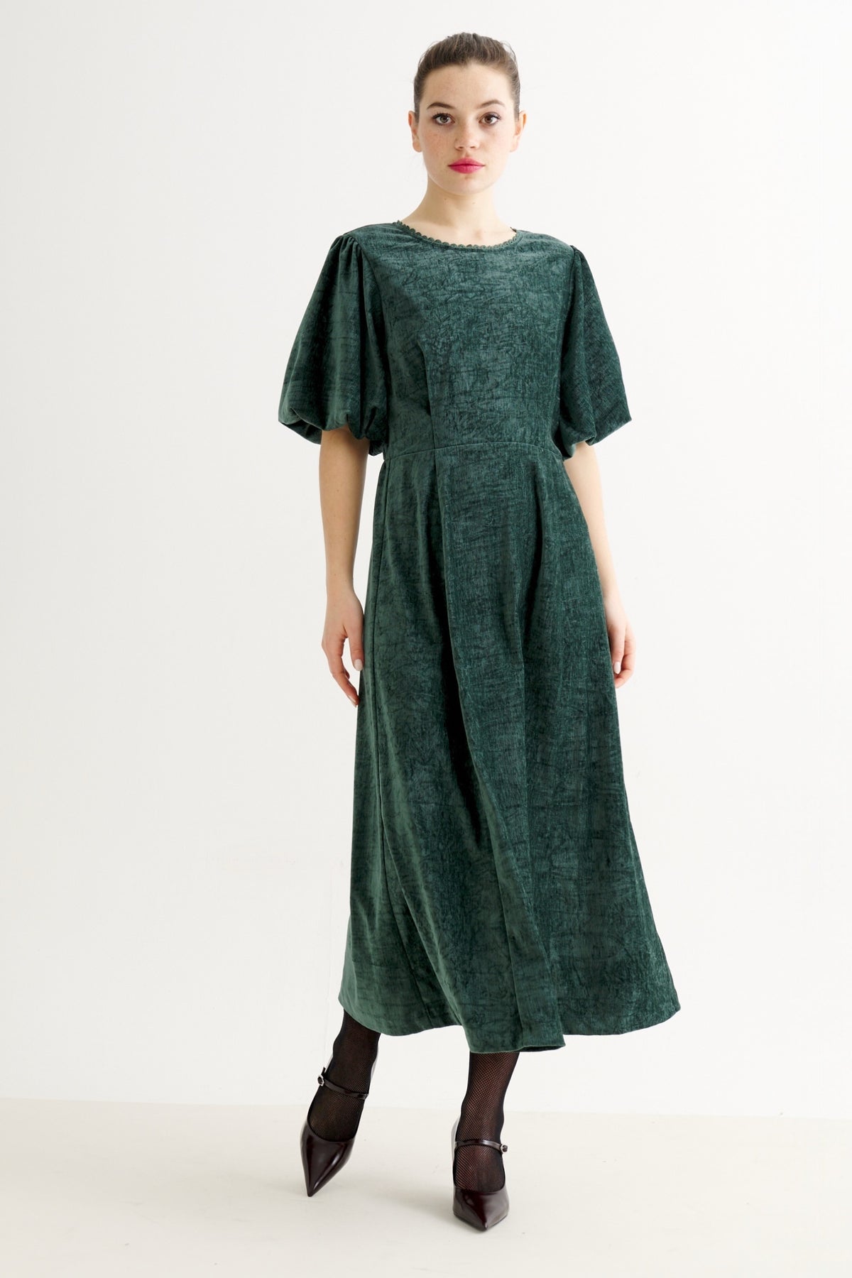 Philo Matte Velvet Dress - Forest Green