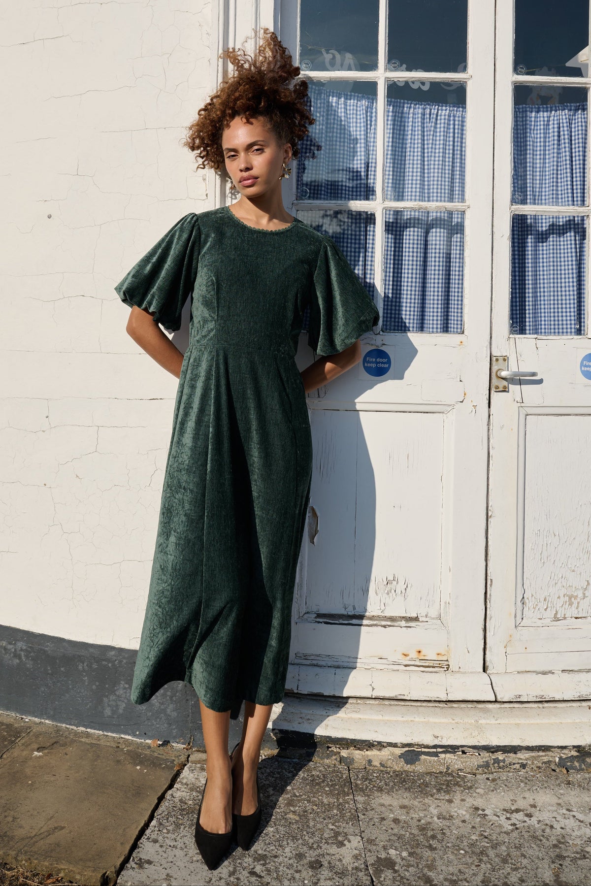 Philo Matte Velvet Dress - Forest Green