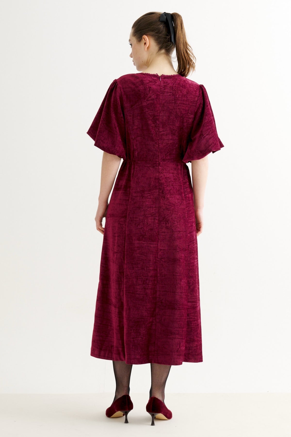 Philo Matte Velvet Dress - Wine