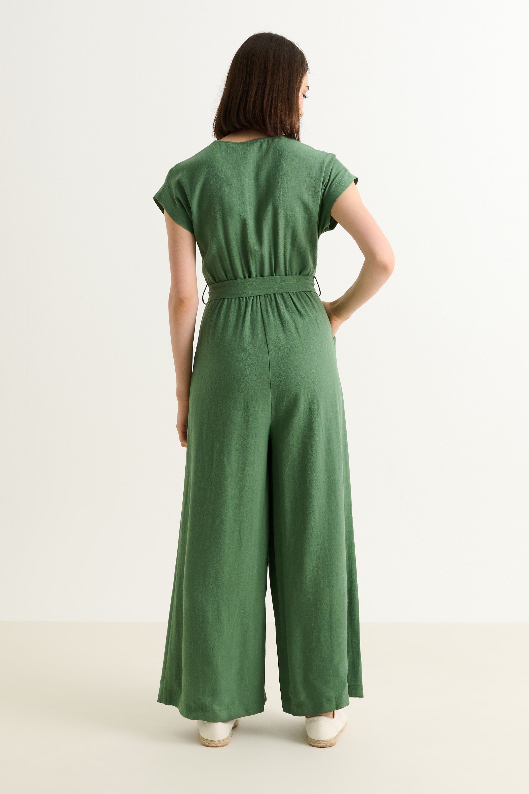 Phoenix Linen Mix Jumpsuit - Green