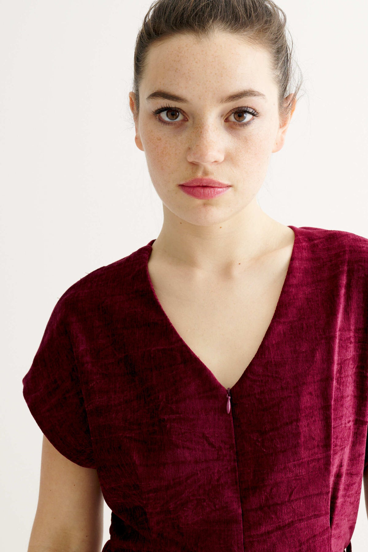 Phoenix Matte Velvet Jumpsuit - Wine