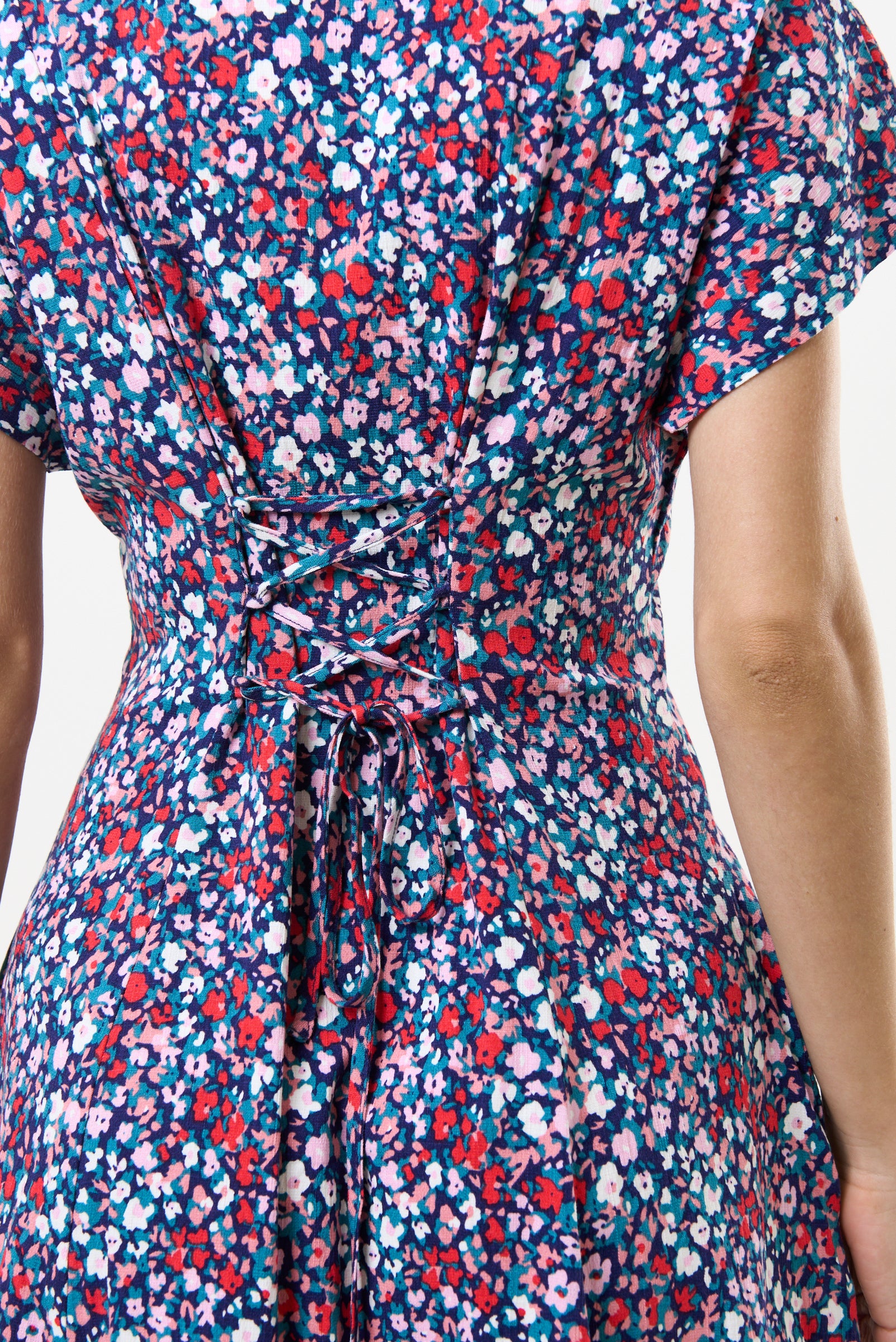 Prudence Tutti Frutti Print Laced Back Mini Dress - Detail 3