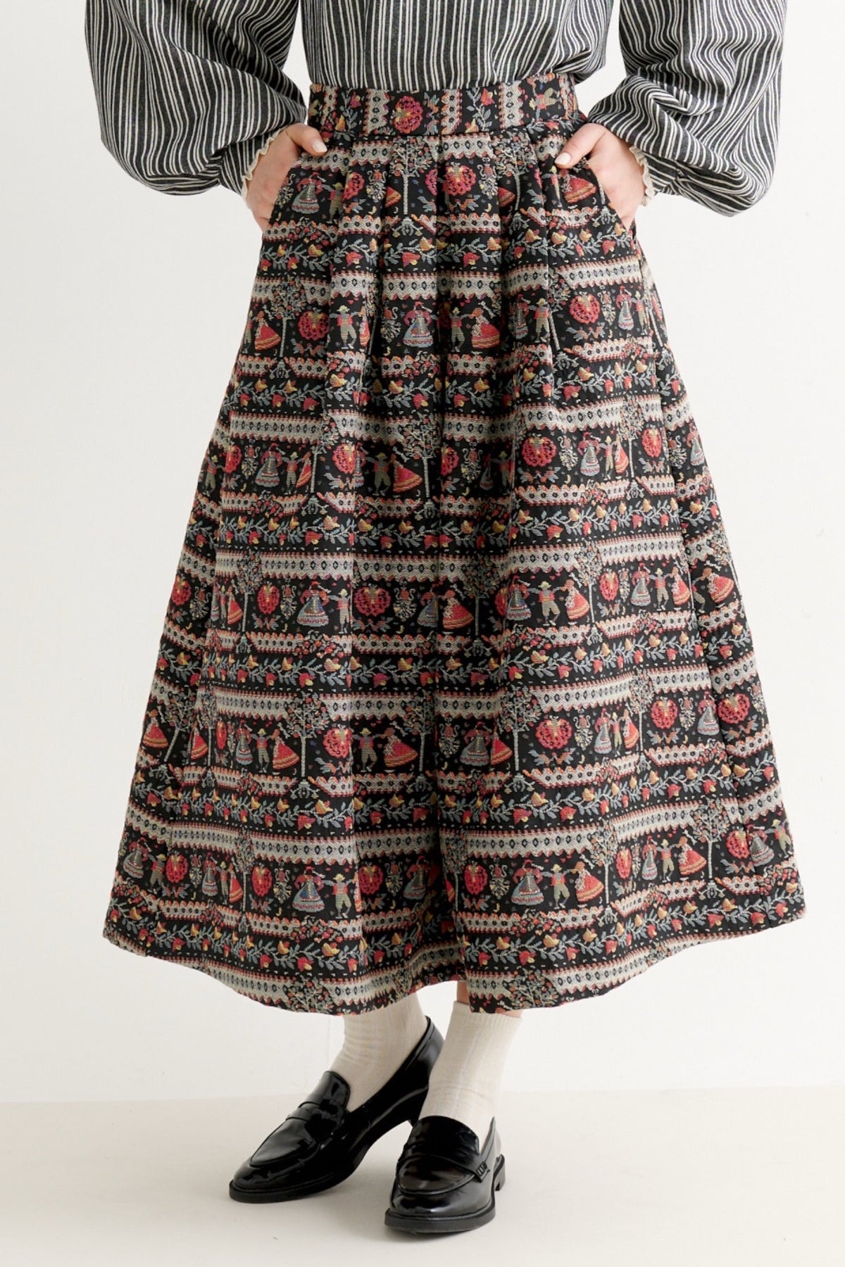 Pasadena Heirloom Jacquard Midaxi Skirt - Black