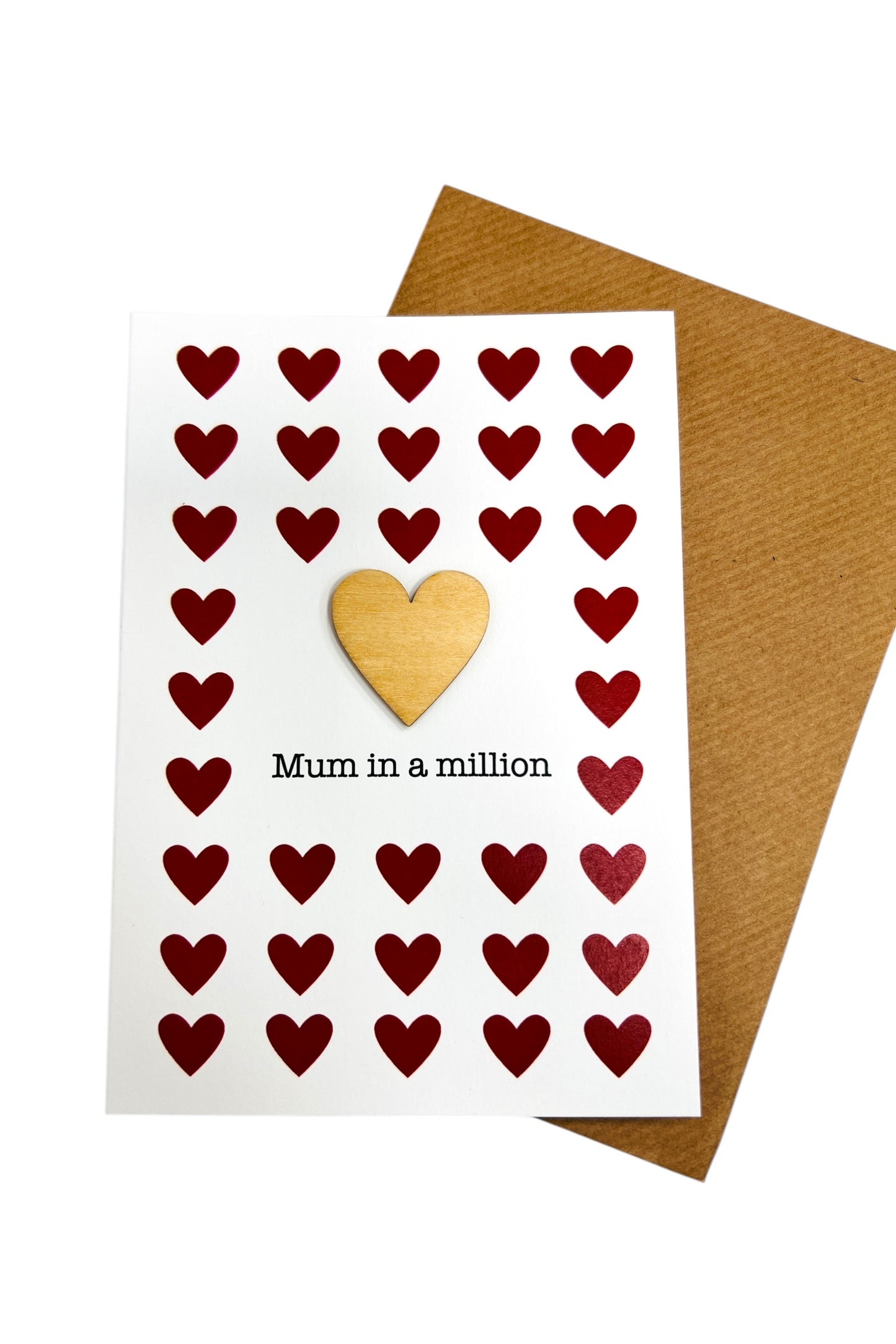 Mum In A Million Wooden Heart Card
