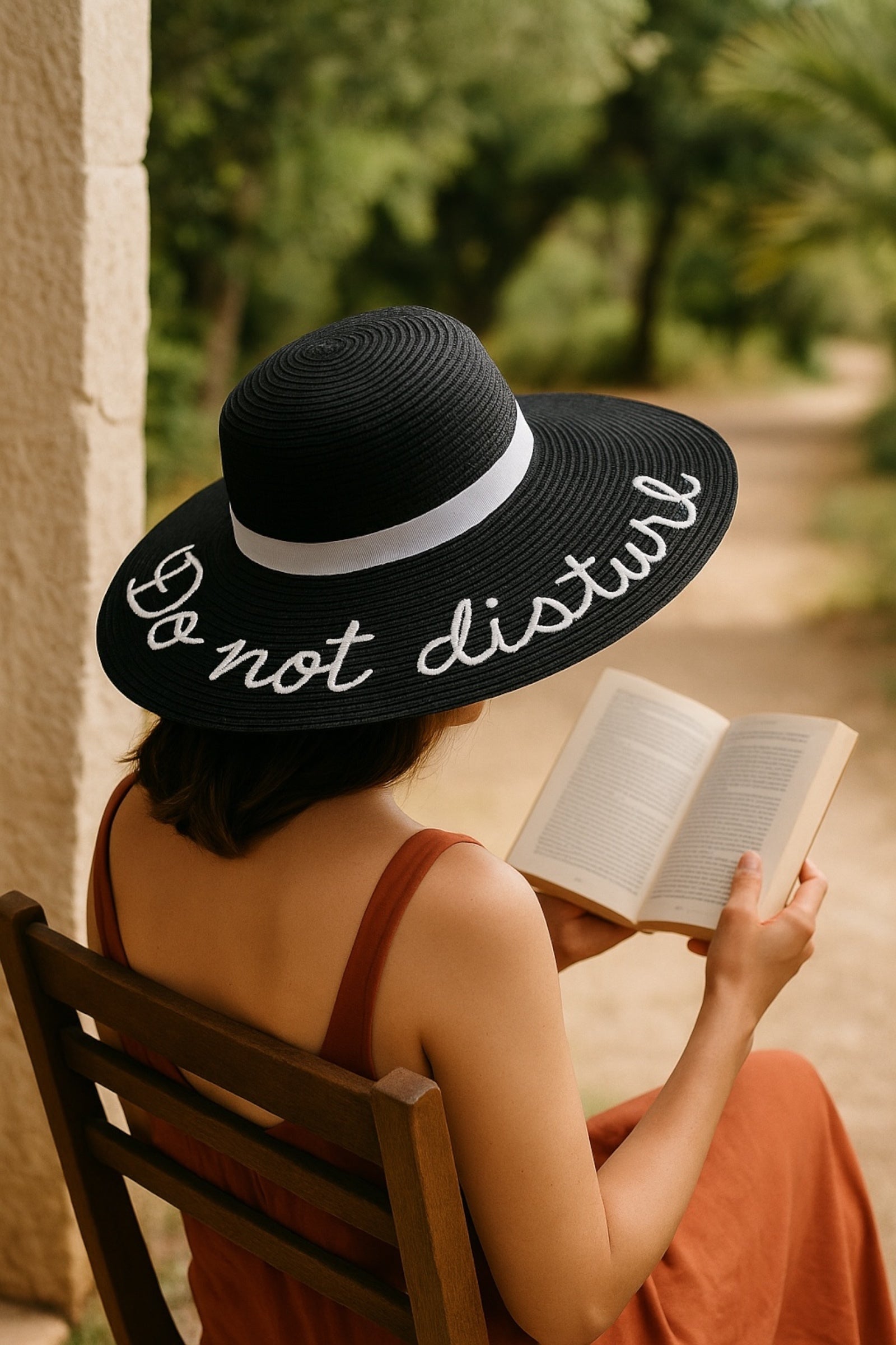 Do Not Disturb Embroidered Straw Hat
