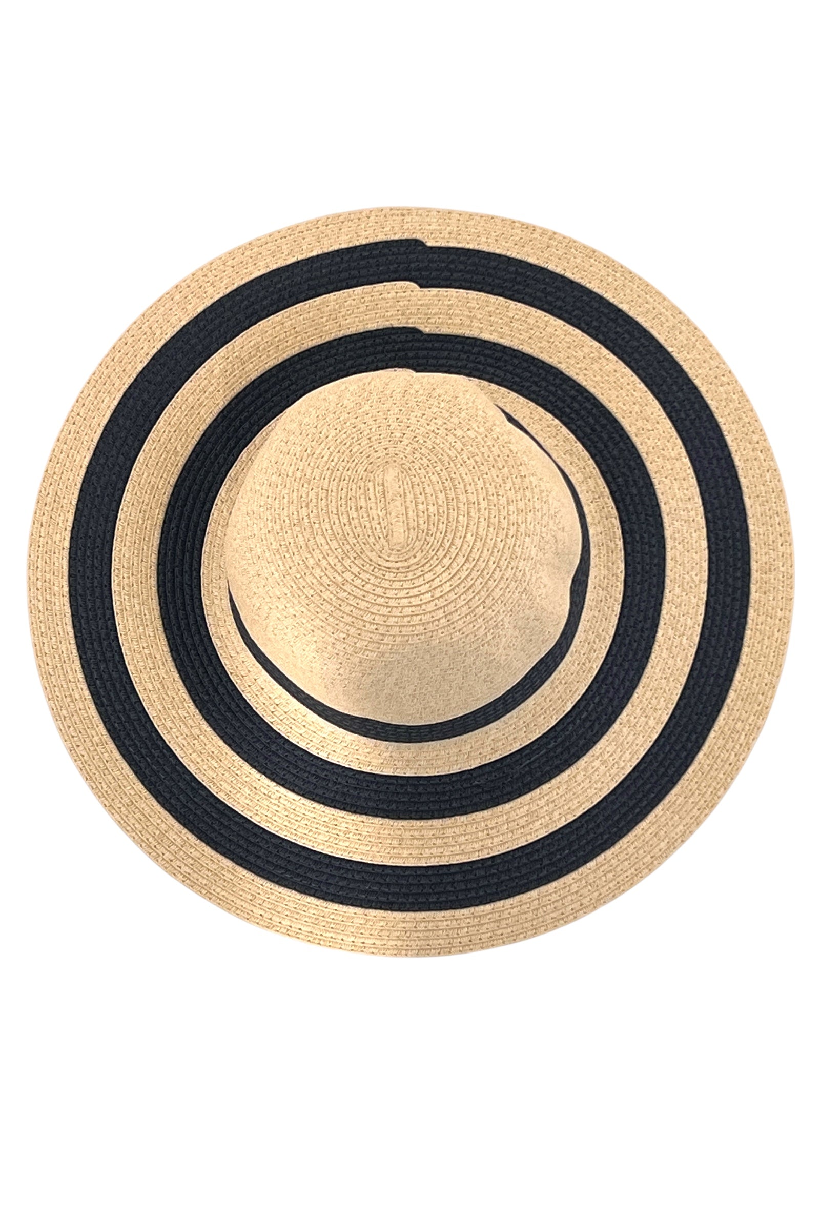 Cailin Natural and Navy Striped Straw Hat