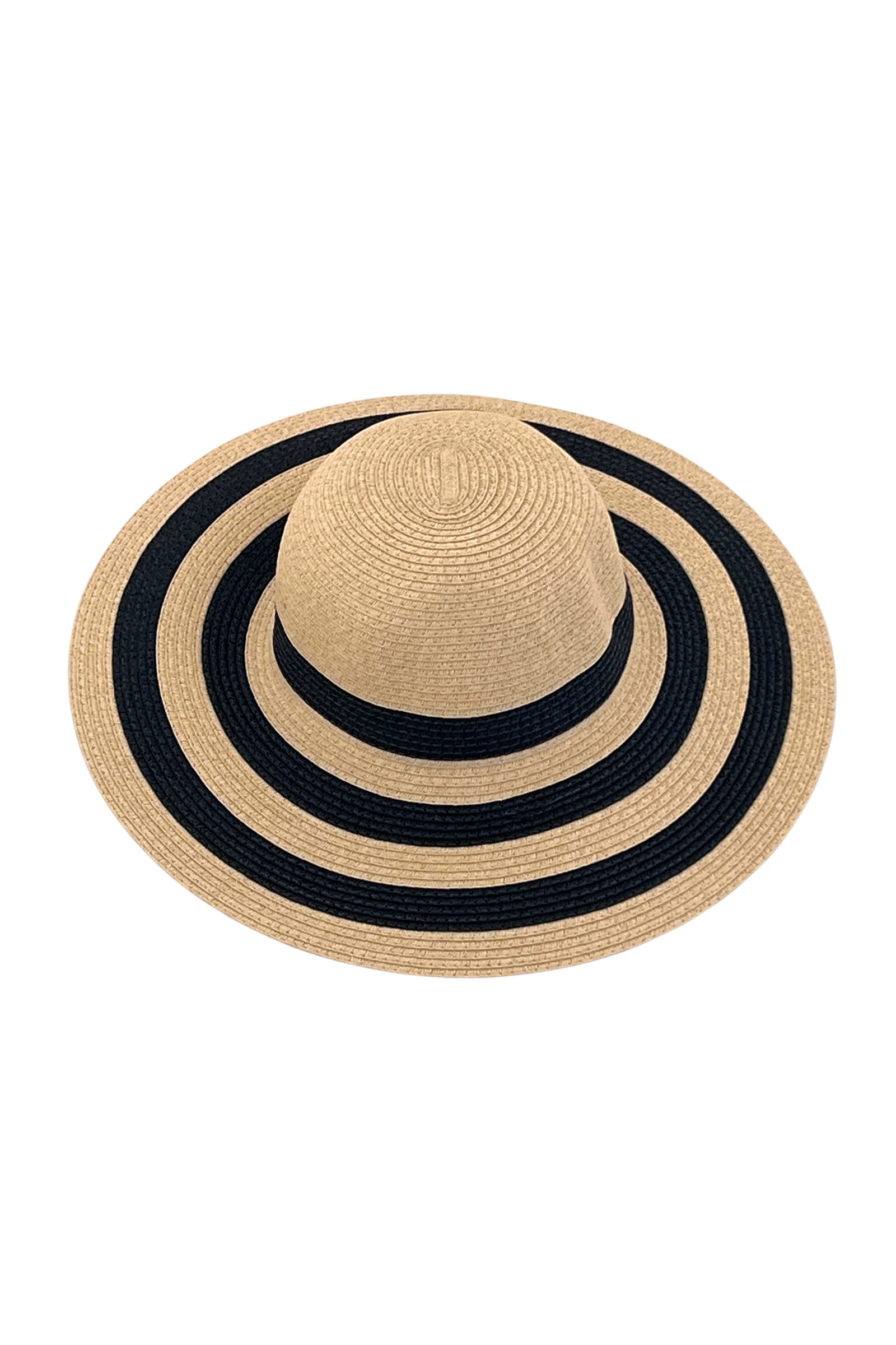 Cailin Natural and Navy Striped Straw Hat