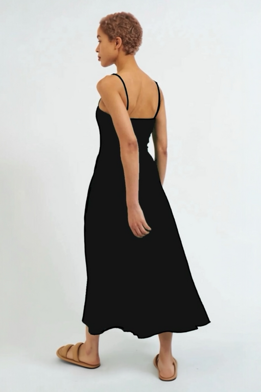 Soumia Jersey Bodice And Recycled Cotton Skirt Midaxi Dress - Black