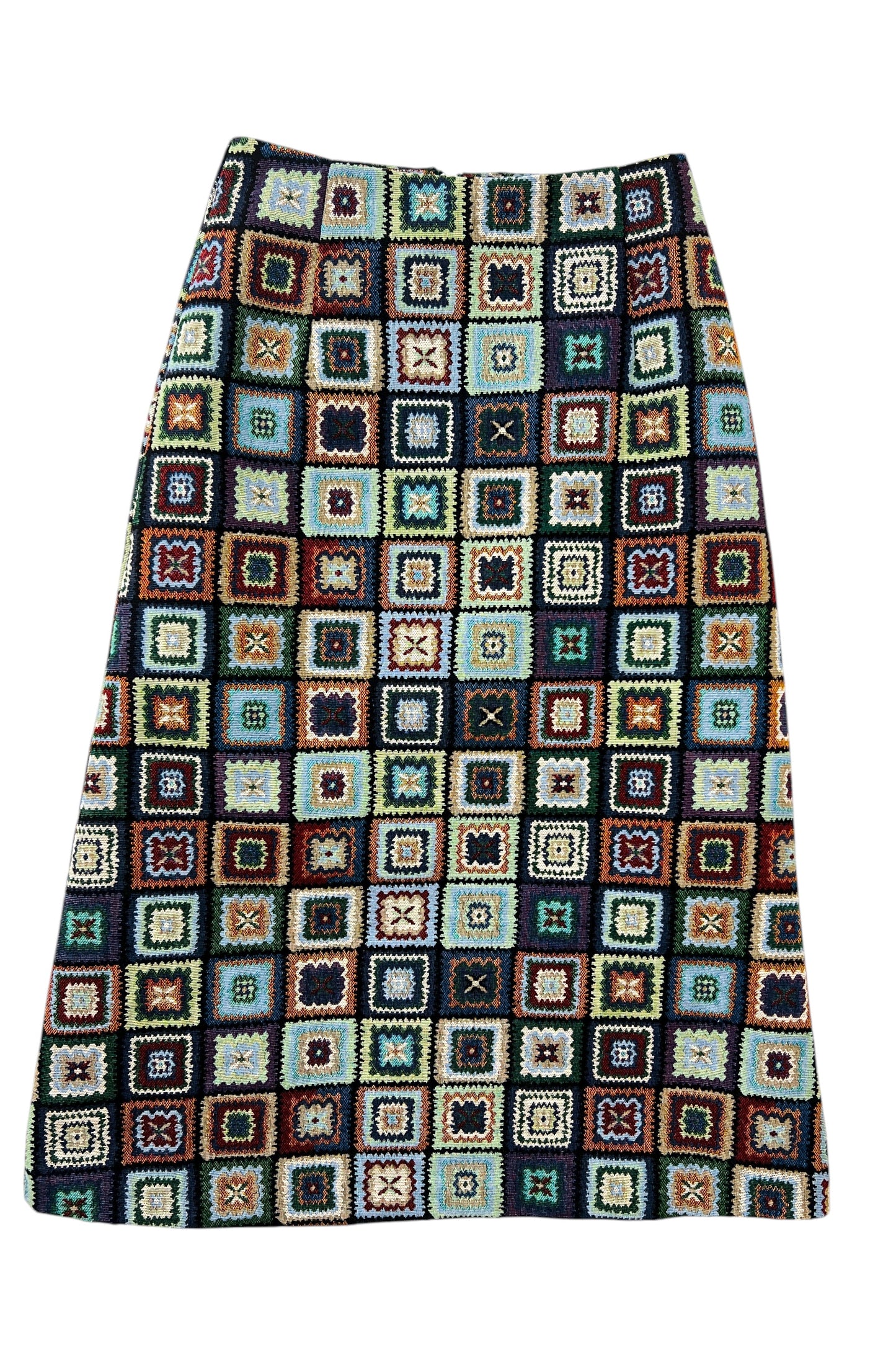 Buffy 70's Patch Jacquard Midi Skirt