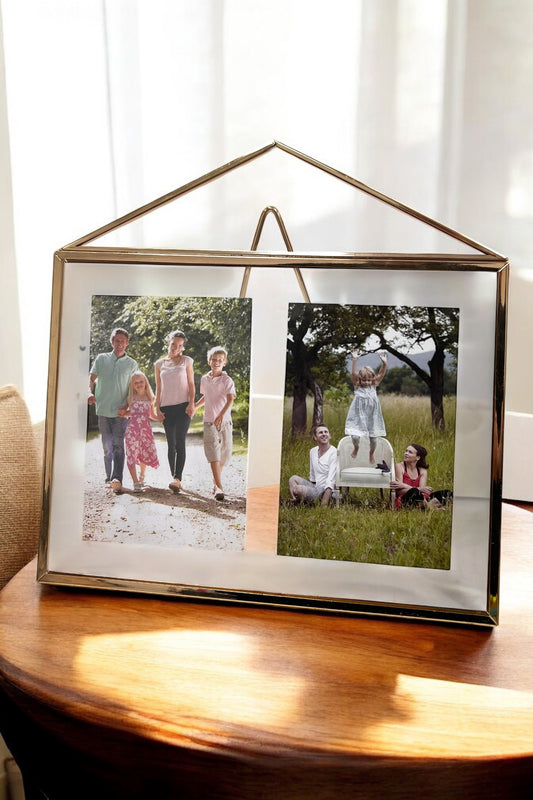 Large Brass House Shaped Photo Frame