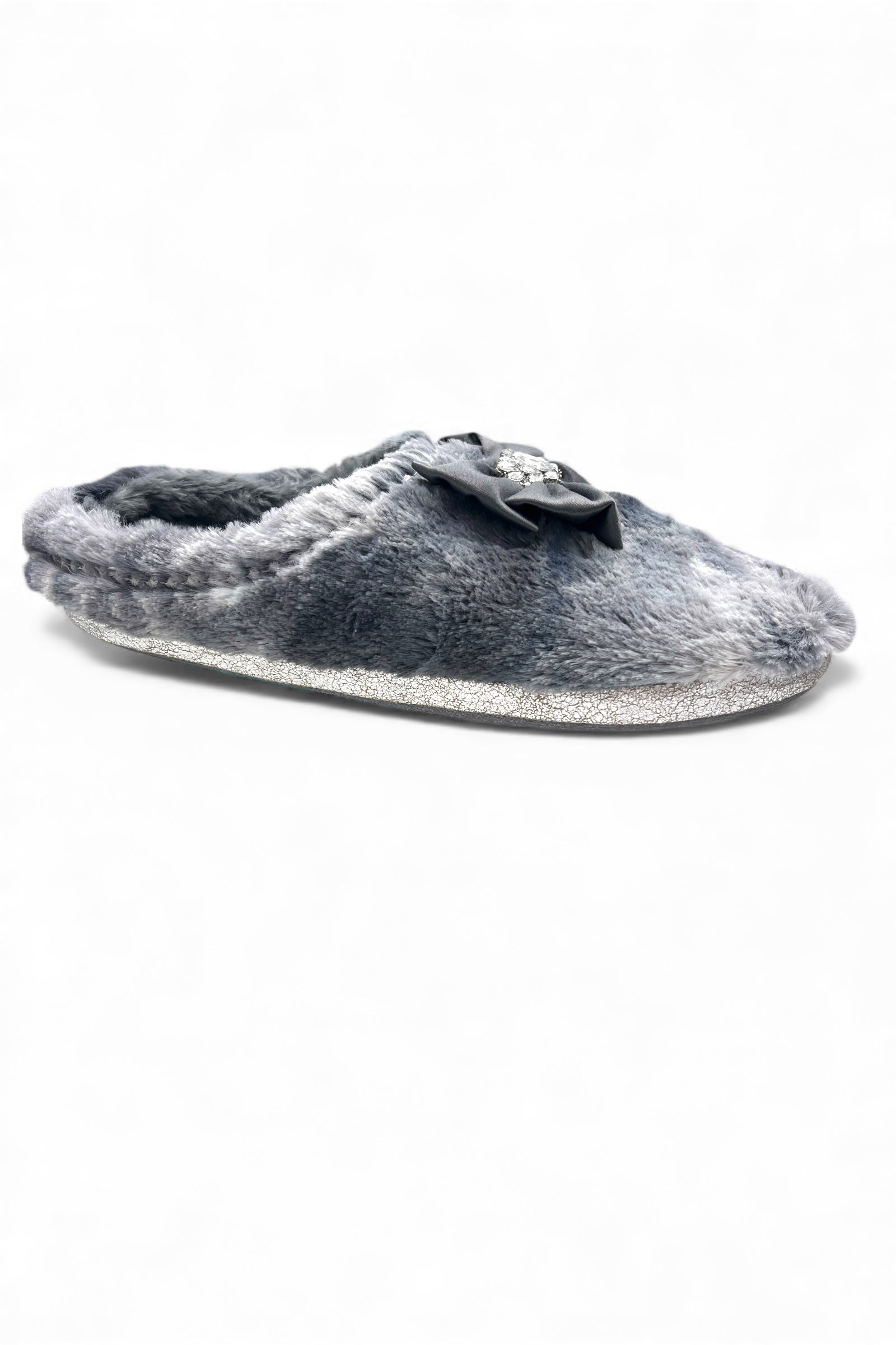Diamond Bow Faux Fur Slippers - Styled