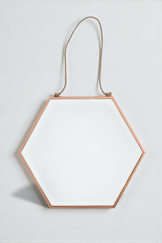 Hexagon Brass Framed Mirror
