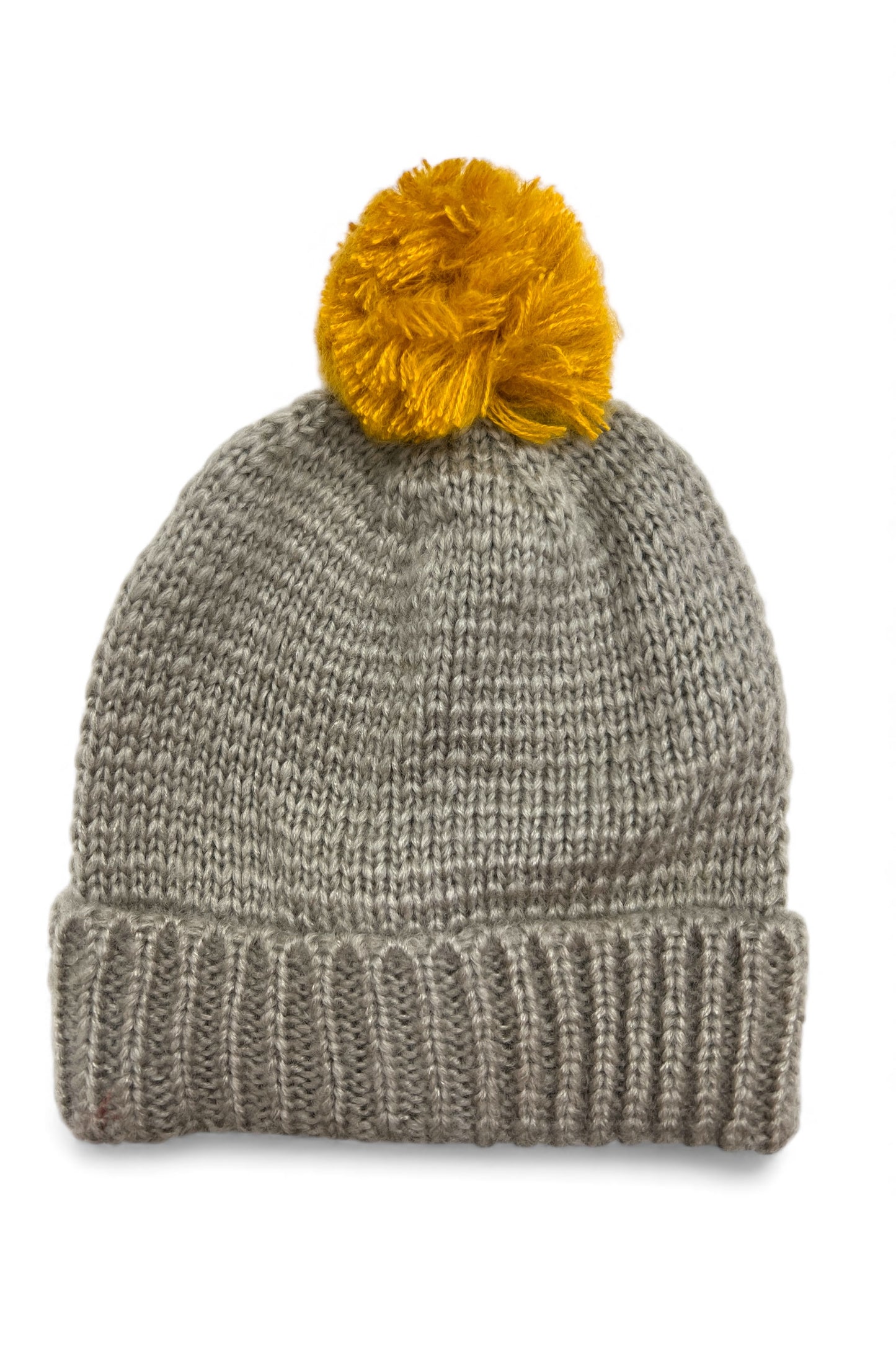 Brooklyn Grey Beanie With Mustard Pop Pom