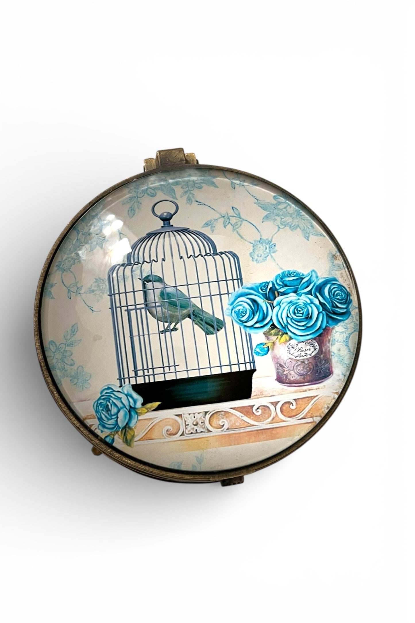 Birdcage Glass Top Mirrored Jewellery Box