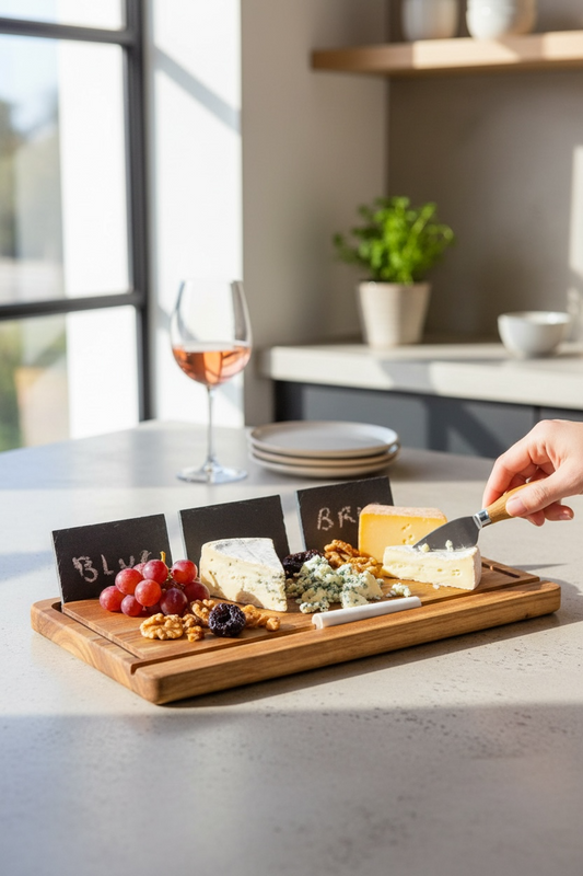 Acacia Cheese Board With Slate Name Plates