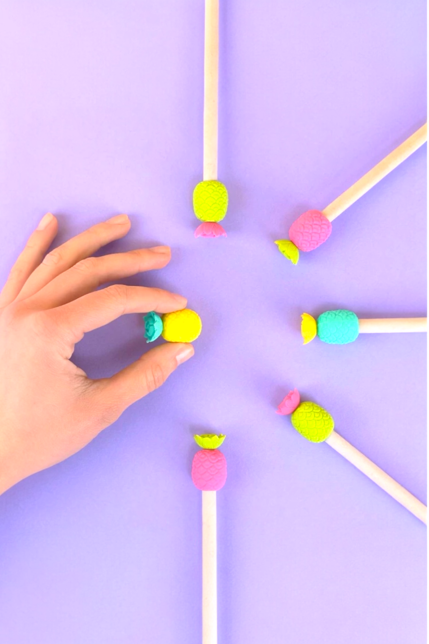 Set Of Ten Pineapple Eraser Toppers