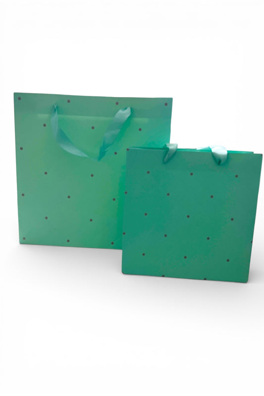 2 Turquoise Quilt Embossed Design Gift Bags