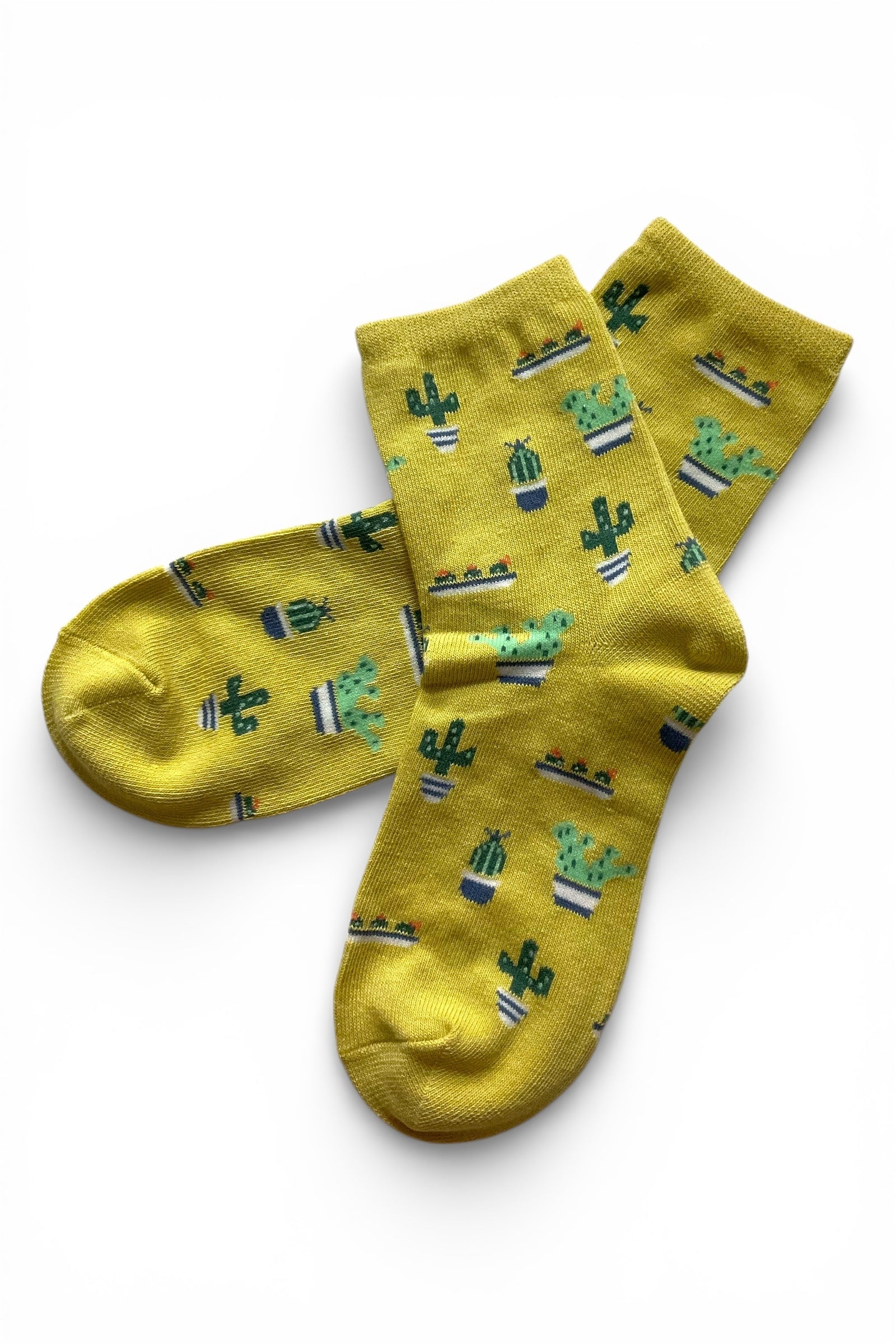 Gwen Cactus Pattern Socks Mustard