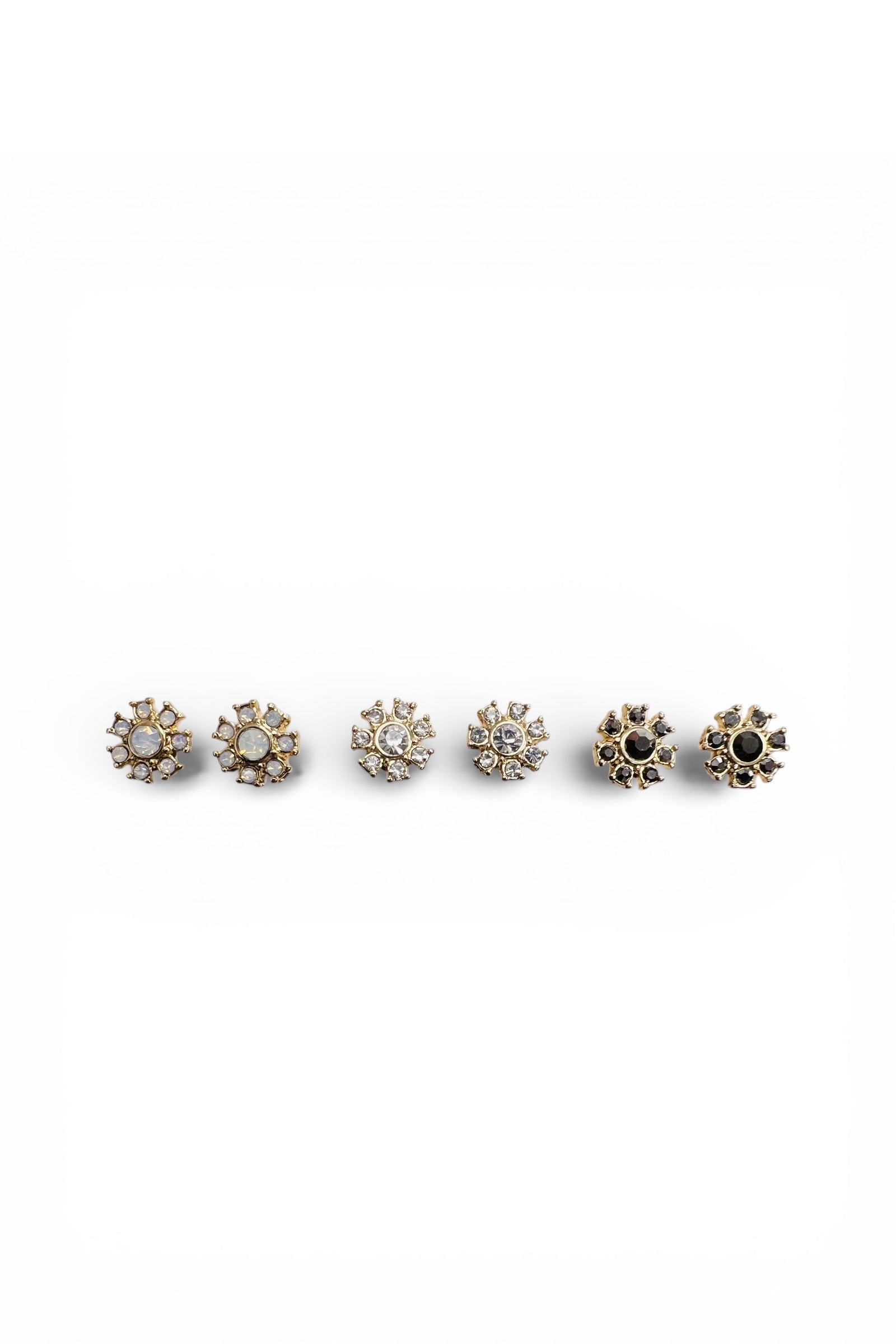 Set Of 3 Diamanté Stud Earrings