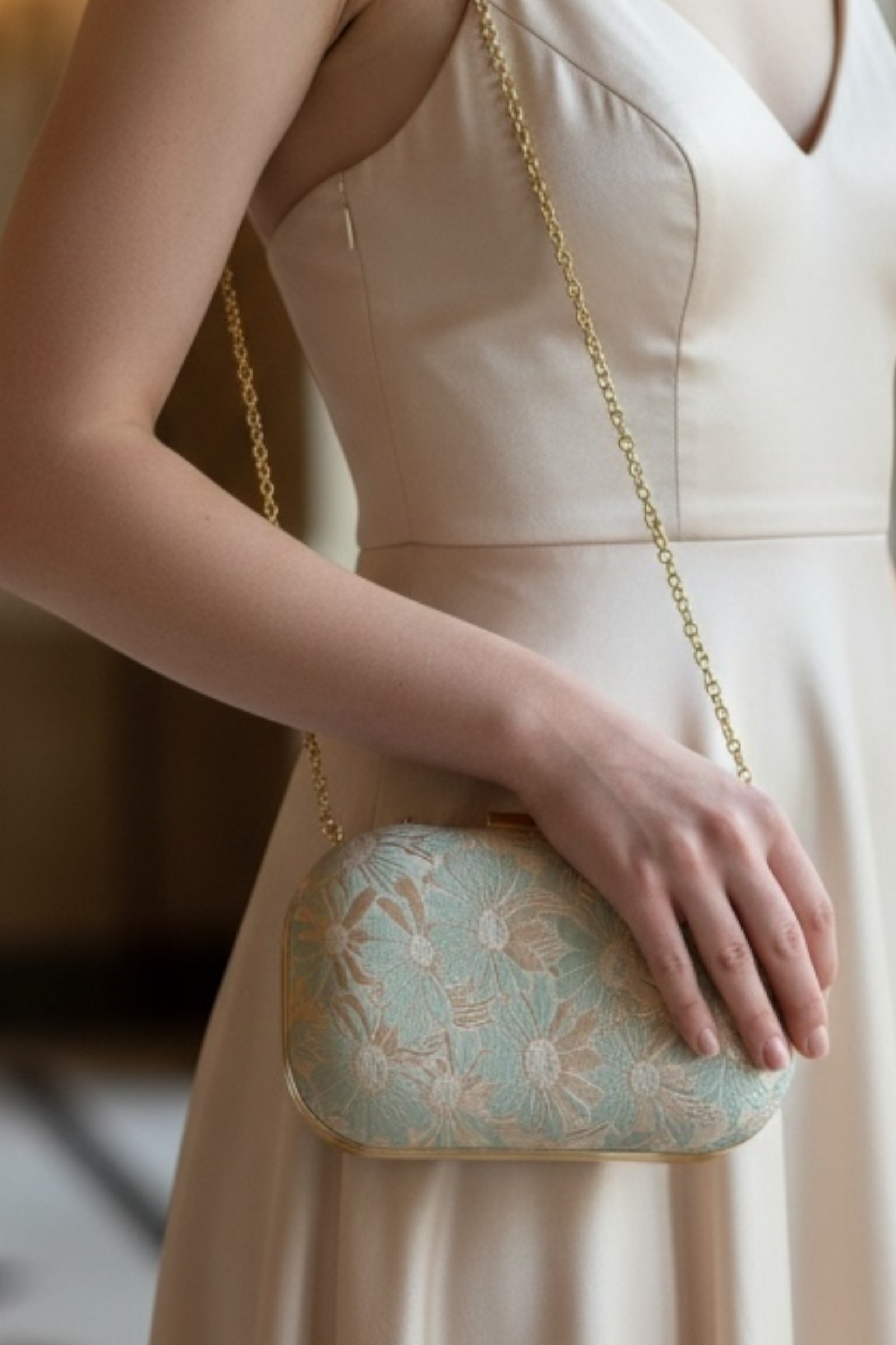 Chance Mint And Gold Jacquard Evening Bag