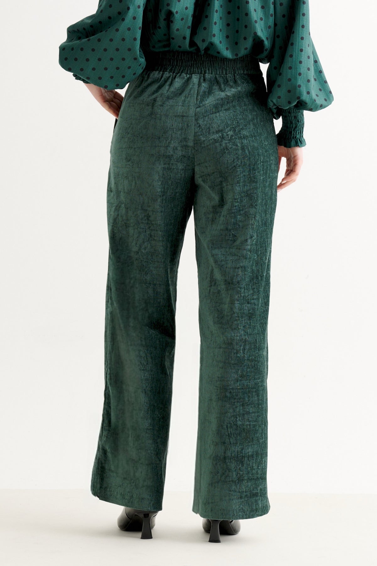 Tilde Matte Velvet Straight Cut Trouser - Forest Green