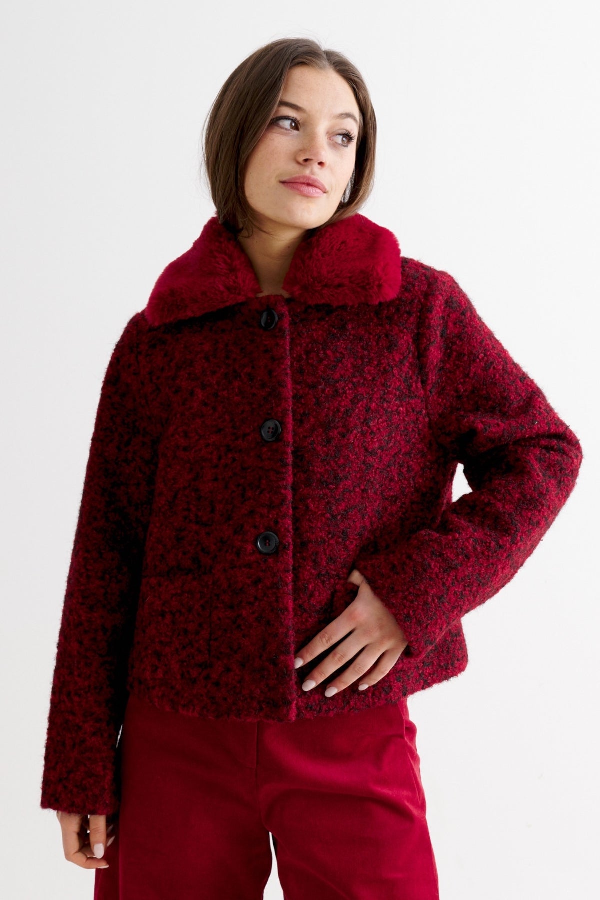 Apple Boucle Jacket - Merlot