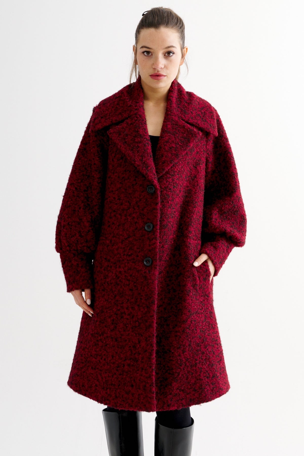 Mischa Boucle Coat - Merlot