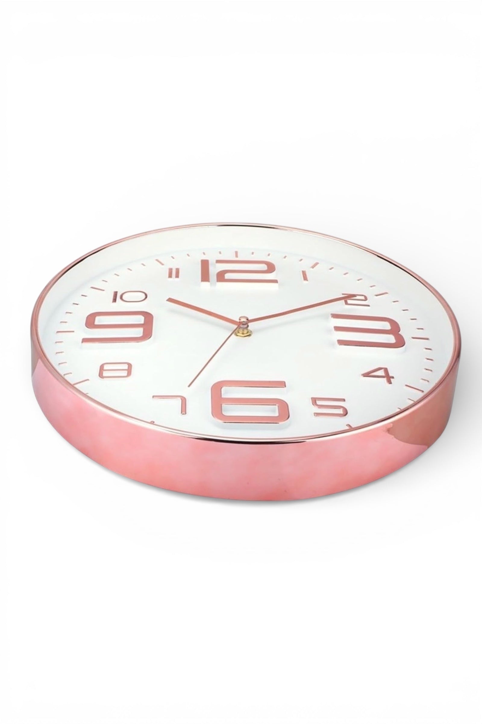 Rose Gold White Faced Wall Clock - Styled