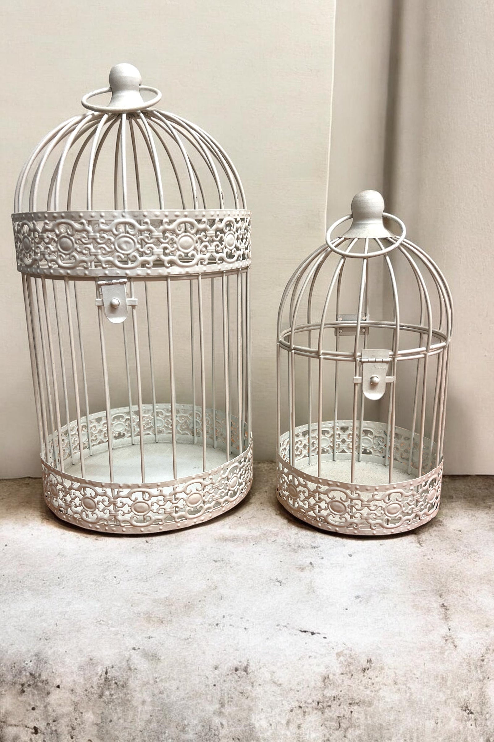 Pair of White Decorative Birdcages