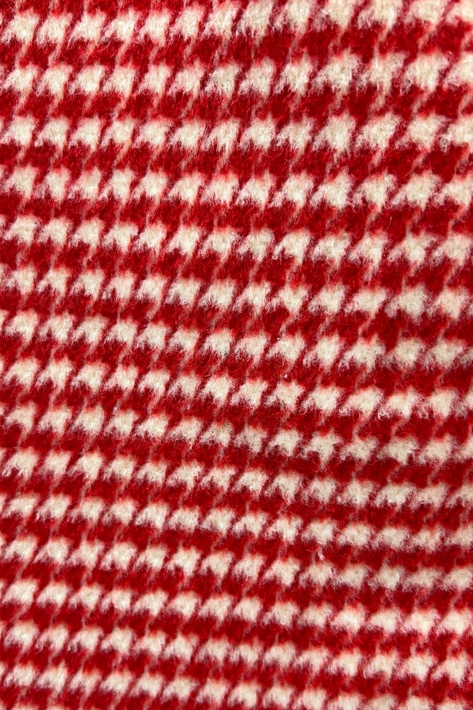 Dryden Red And White Herringbone Fur Collar Car Coat