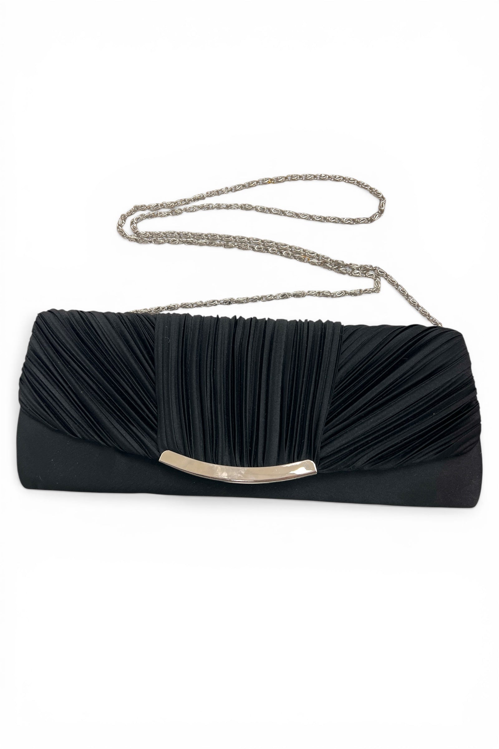 Liz Black Pleat Front Clutch Bag - Styled