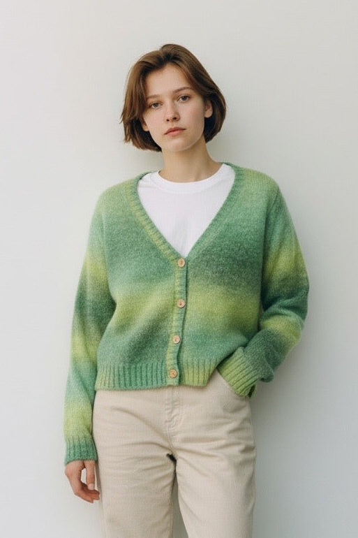 Thao V Neck Space Dyed Cardigan