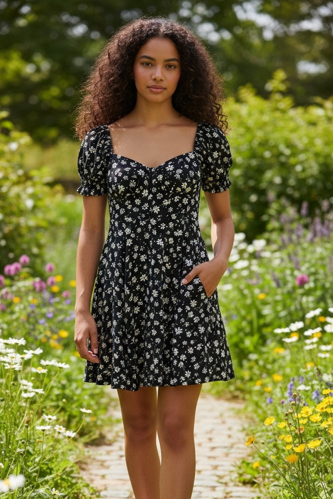 Luiza Daisy Drop Mini Dress - Front