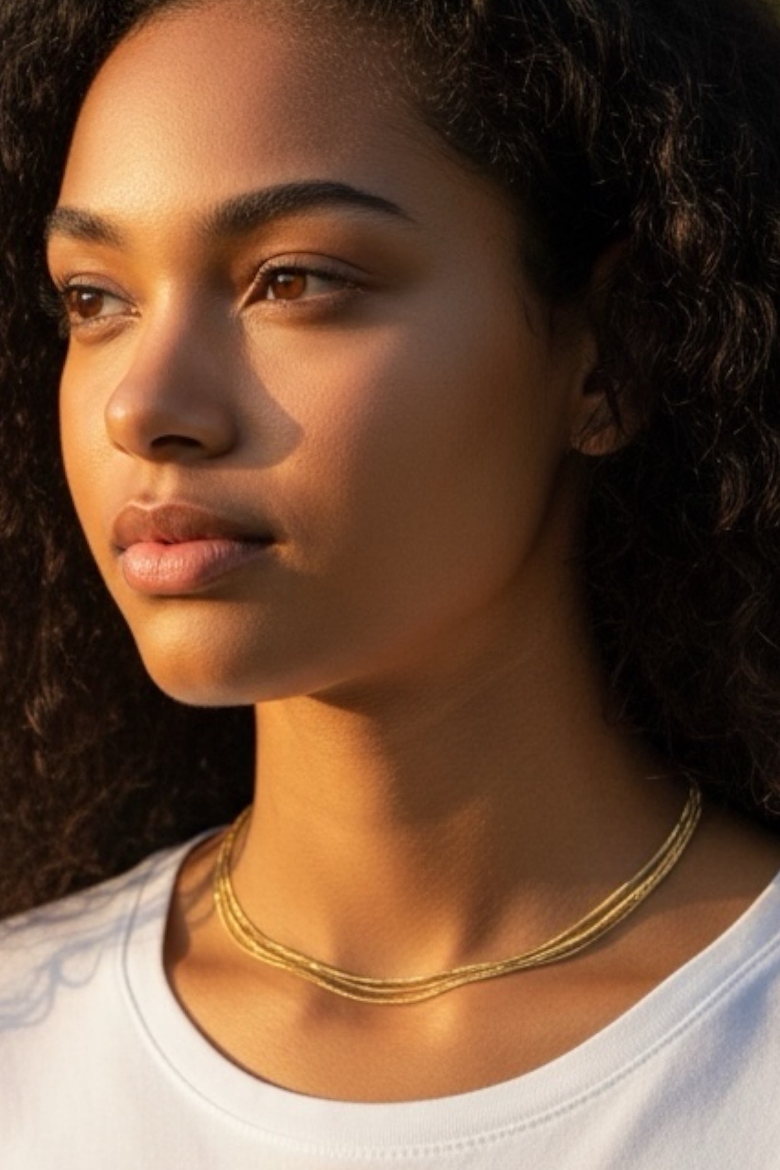 Fine 5 Strand Gold Necklace - Front