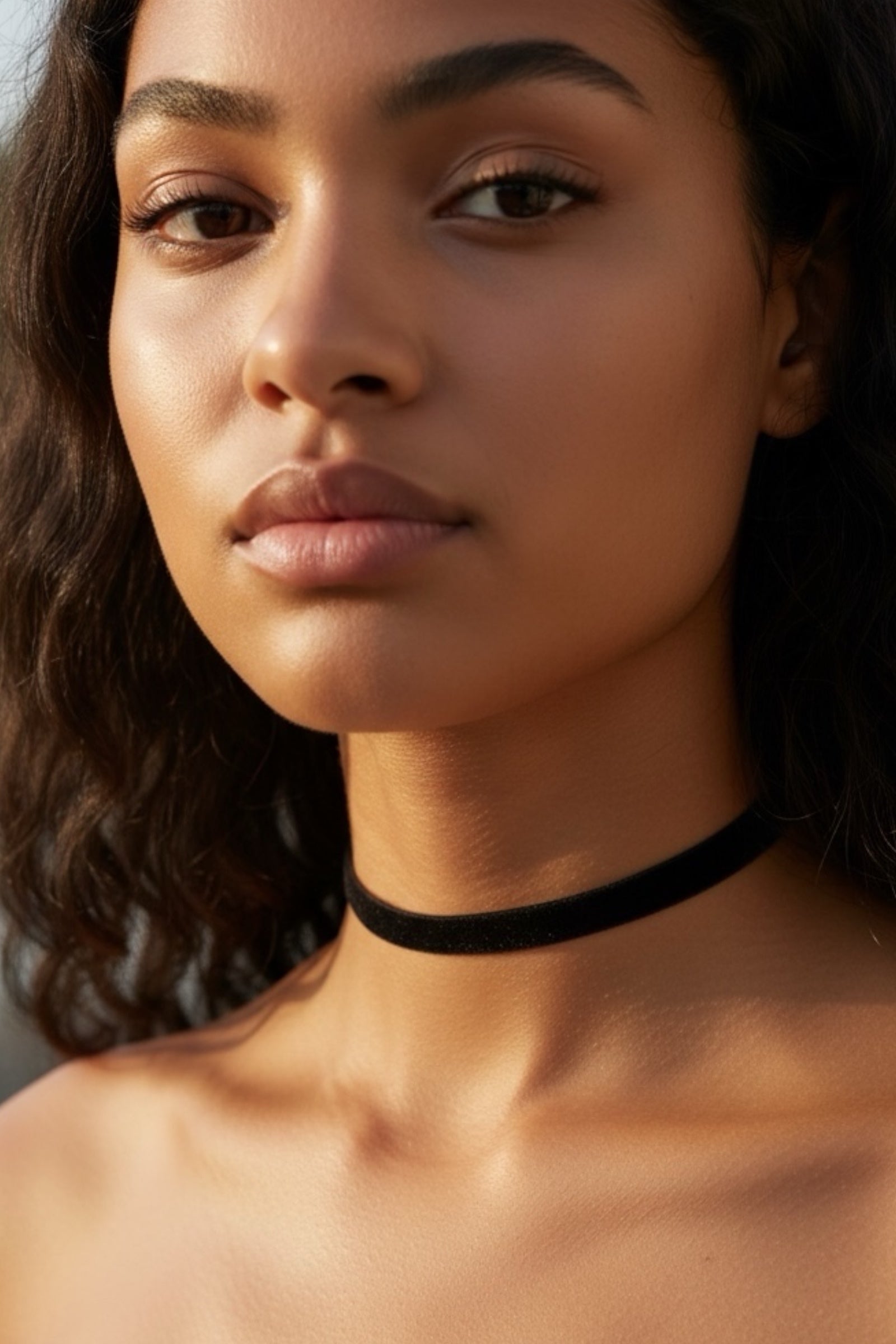 Pair of Velvet Grey And Black Chokers - Back