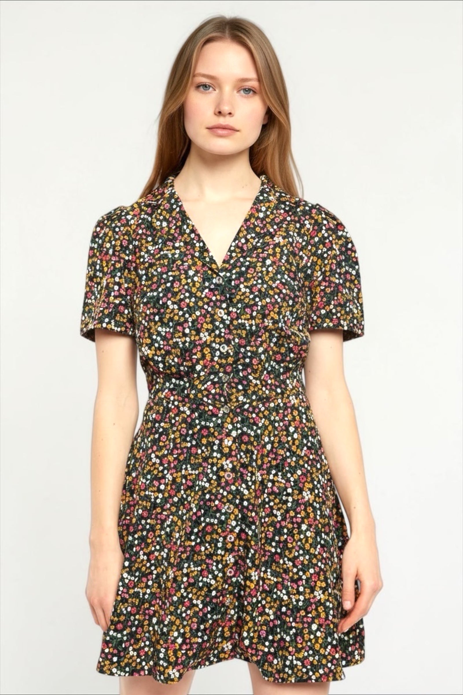 Louche Perry Dippy Ditsy Print Mini Shirtdress