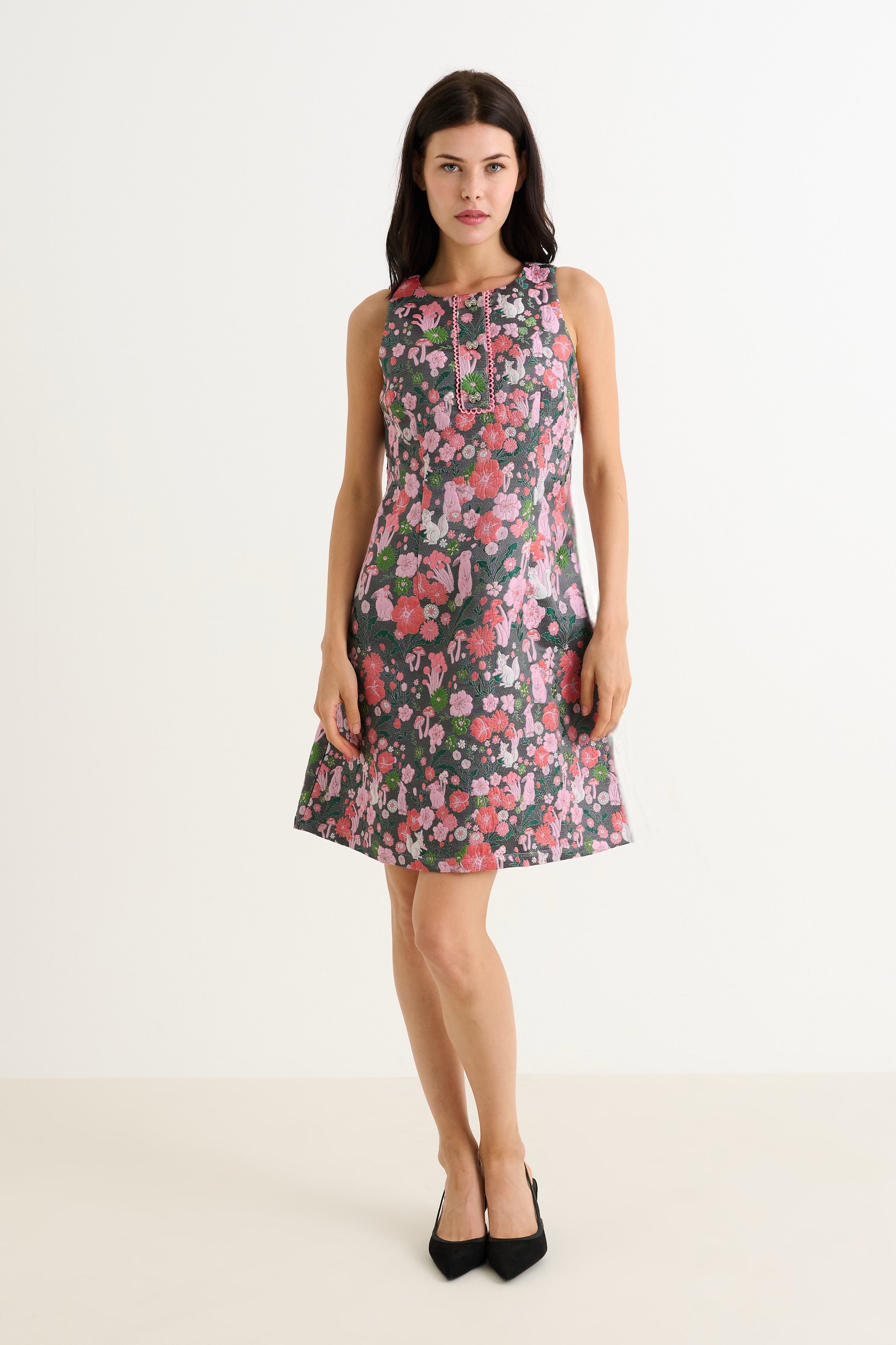 Marcia Fairytale Jacquard A-line Mini Dress - Pink