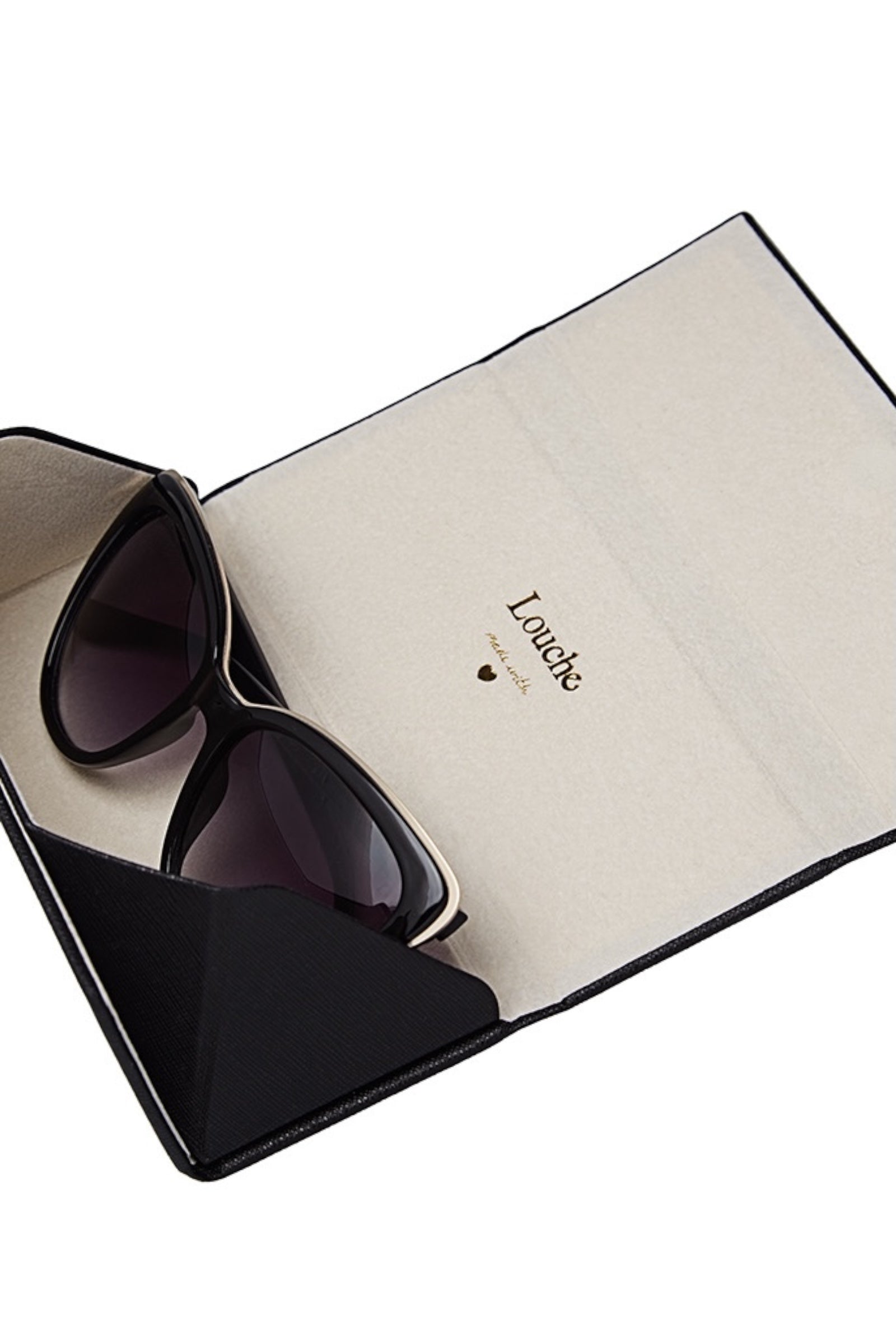 Louche Lilly Round Cat Eye Sunglasses Black
