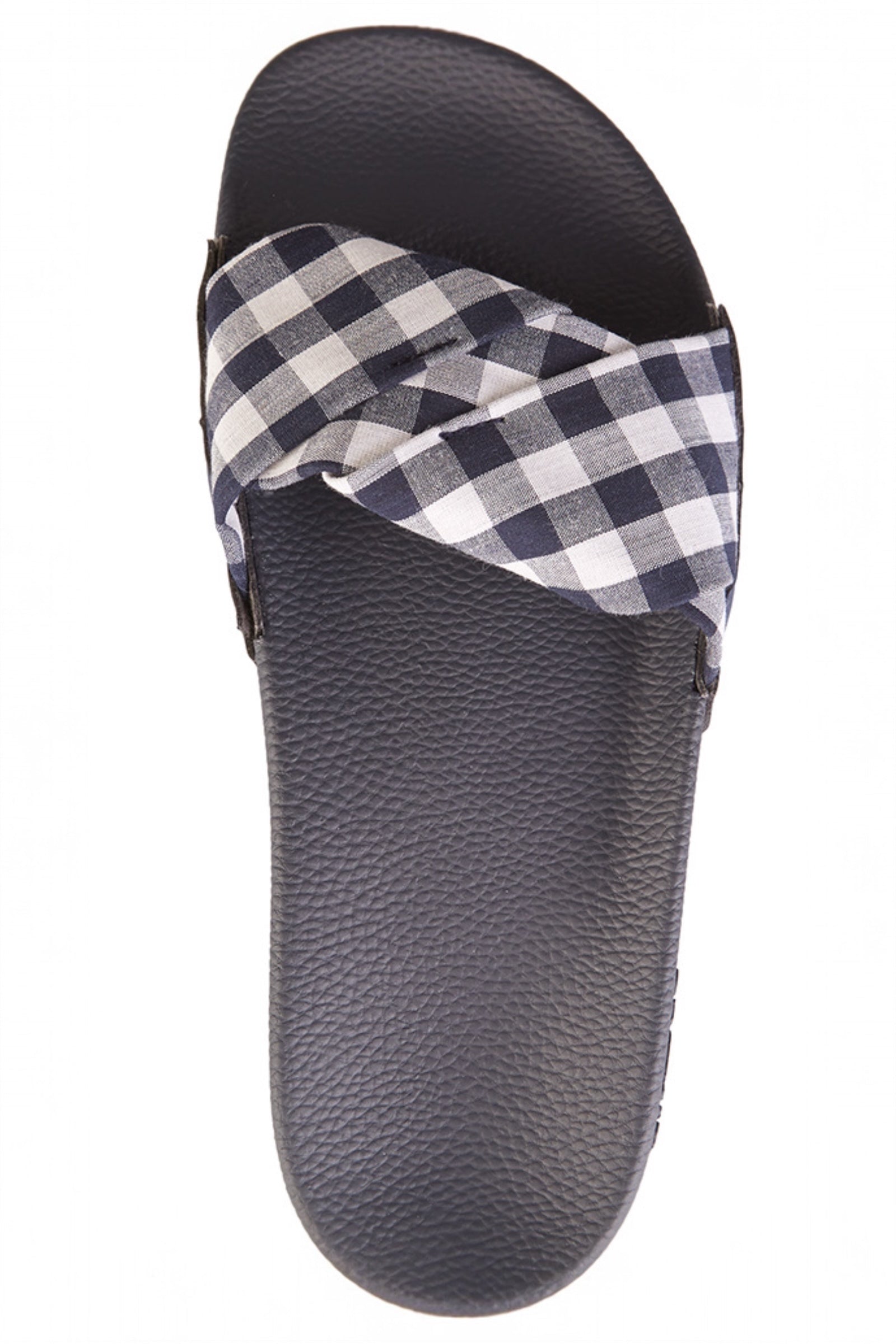 Dessa Navy And White Gingham Slide