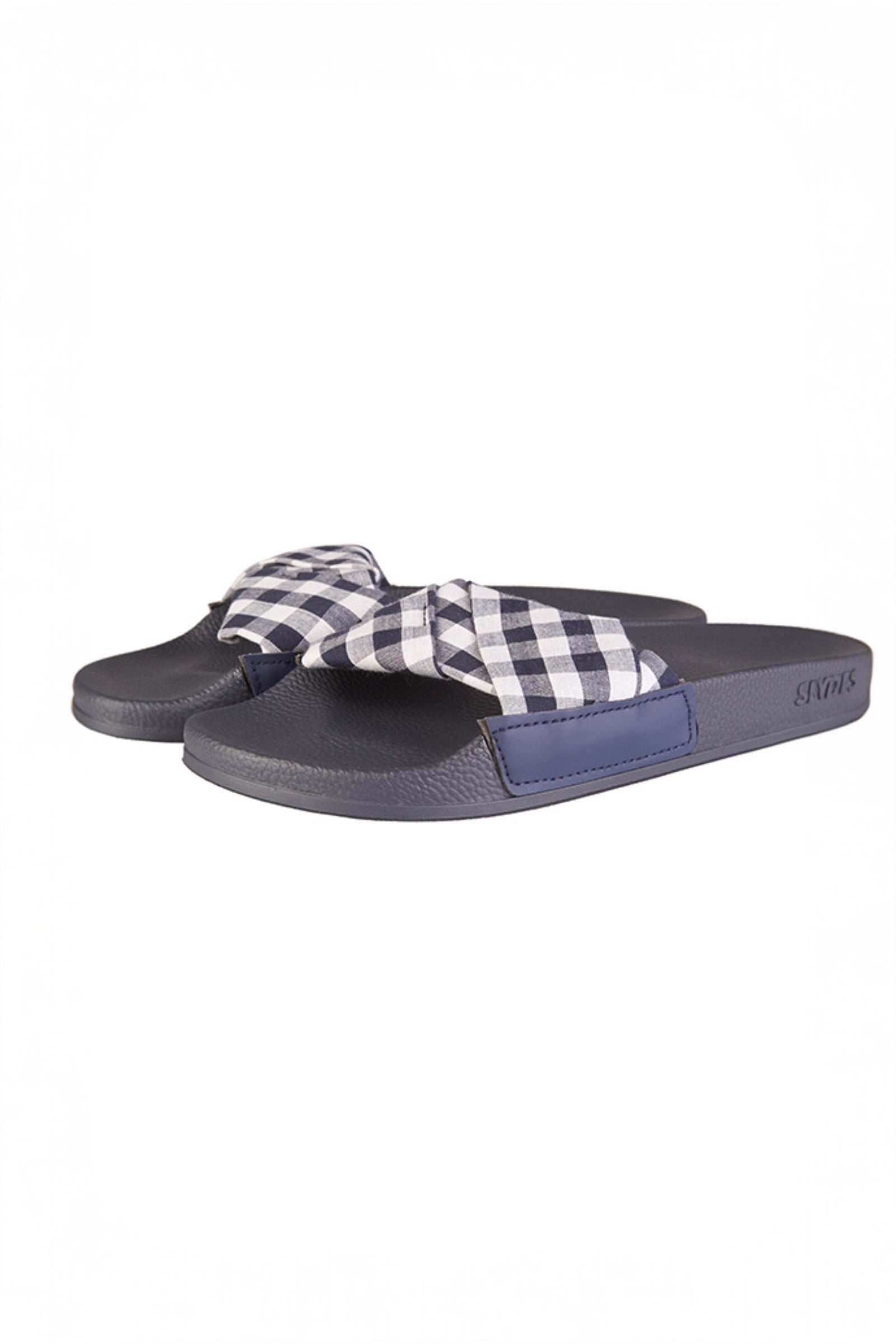 Dessa Navy And White Gingham Slide